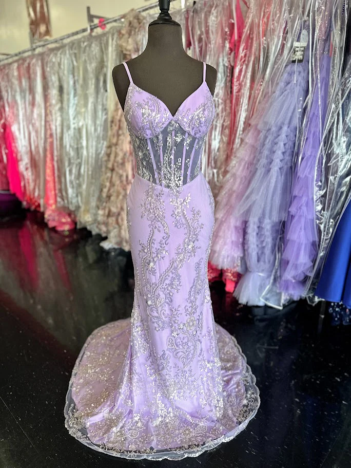 Nina Canacci 2437 Size 4 Lavender Beaded Sheer Corset Prom Dress Evening Gown Mermaid - Image 13