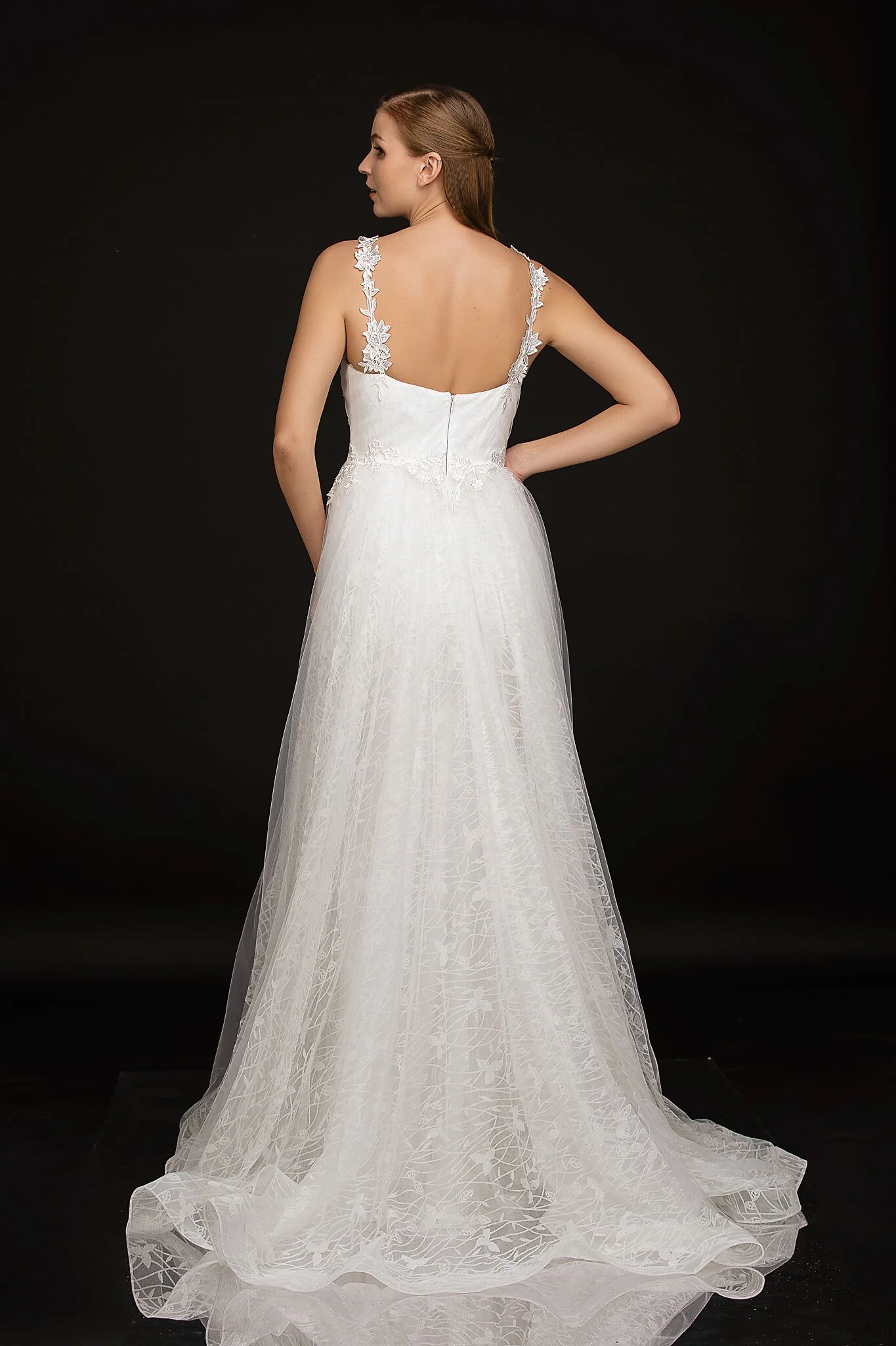Nina Canacci 3159 Size 8 Ivory Nude Lace Wedding Dress Overskirt - Image 4