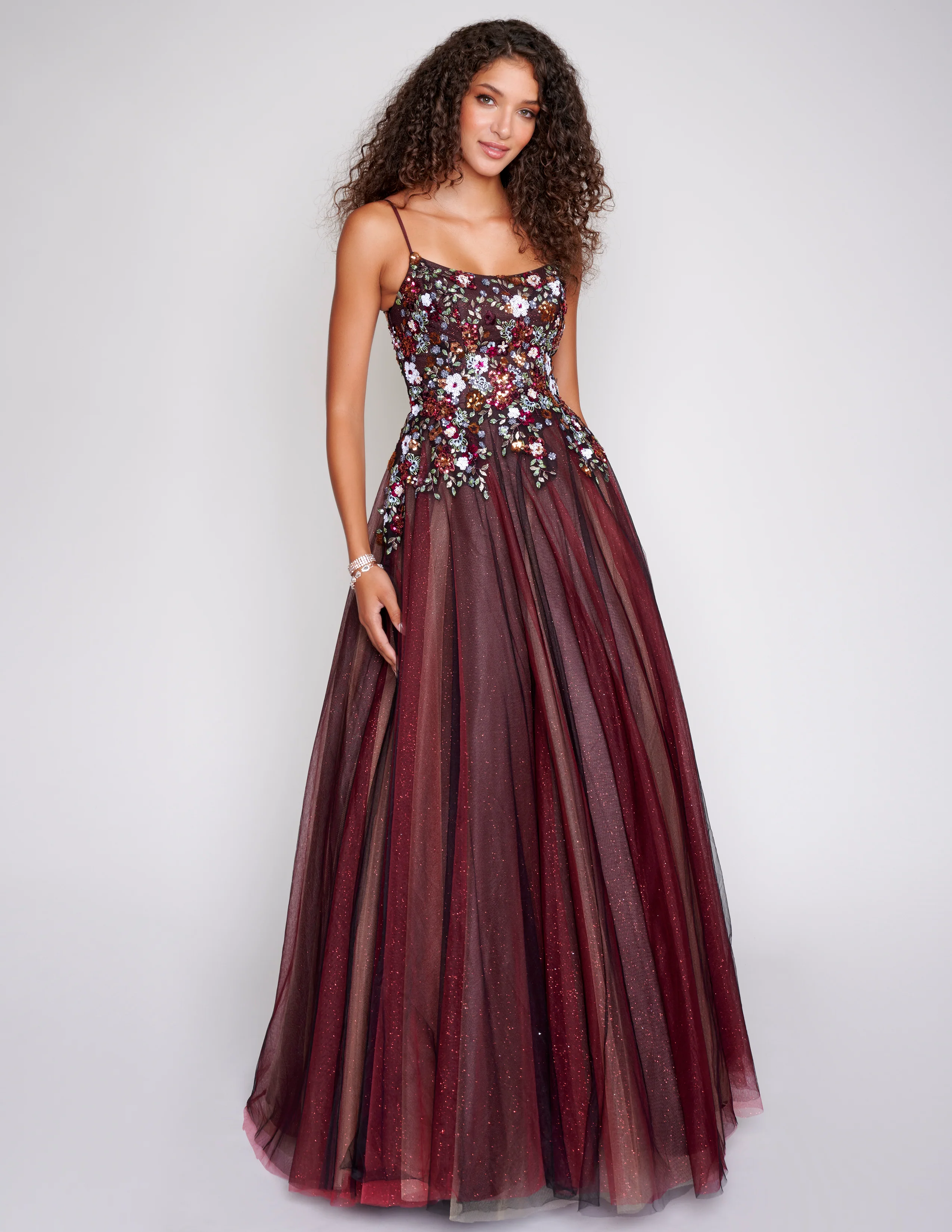 Nina Canacci 3206 A Line Shimmer Lace Prom Dress Tulle Ball Gown Scoop Neck Formal - Image 2