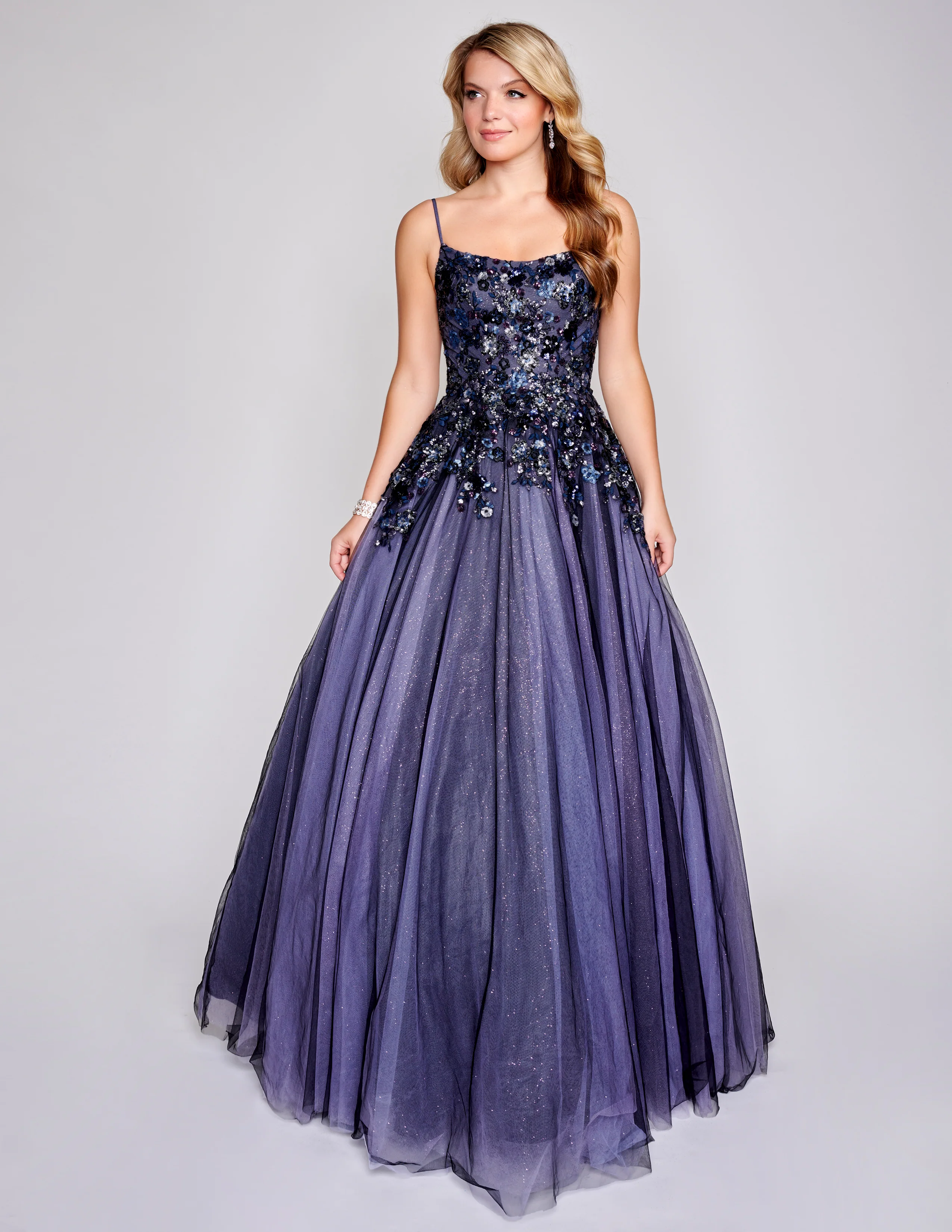 Nina Canacci 3206 A Line Shimmer Lace Prom Dress Tulle Ball Gown Scoop Neck Formal - Image 3