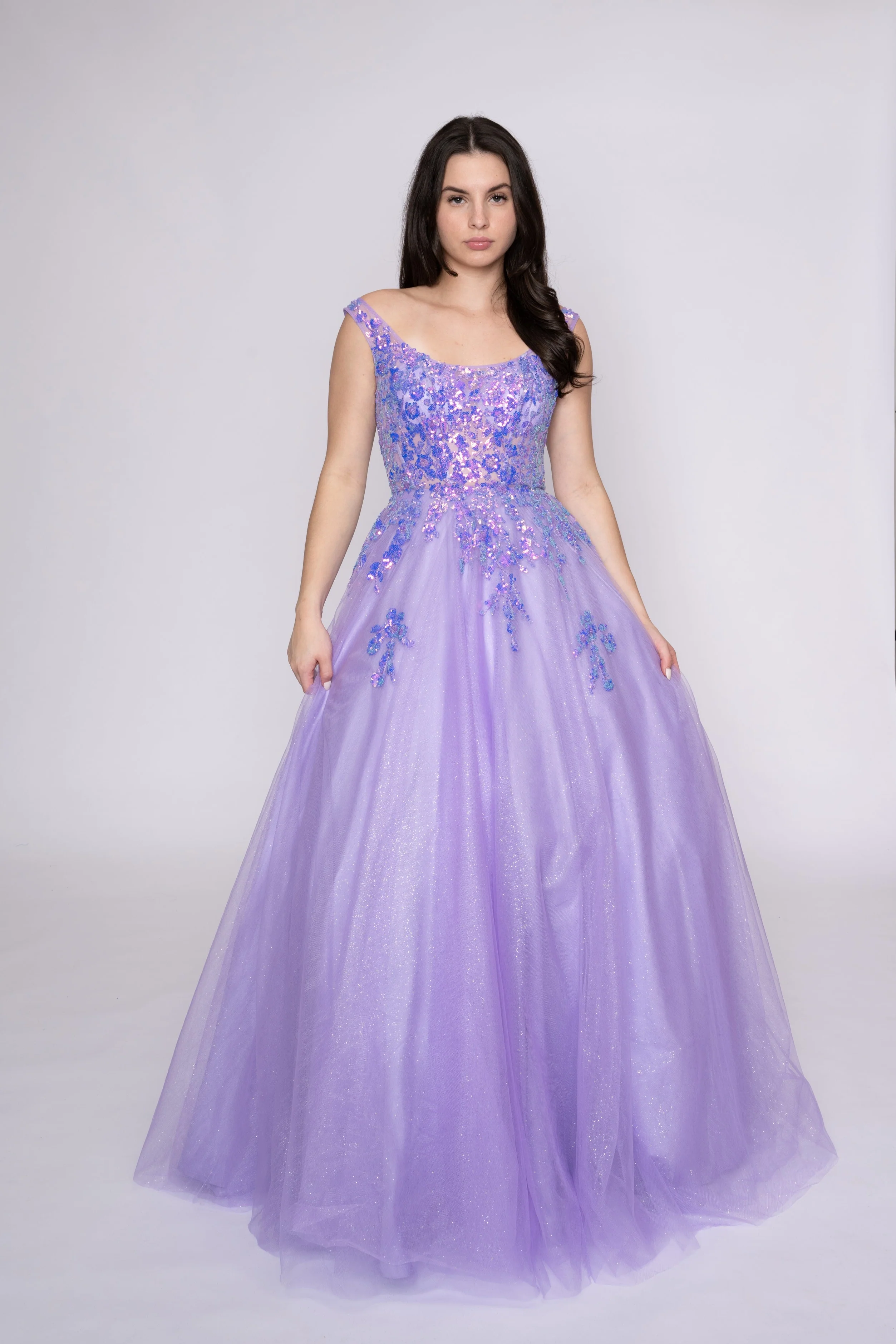 Nina Canacci 3266 Shimmer Sequin Prom Dress A Line Plus Size Ballgown Formal Gown scoop neck - Image 2