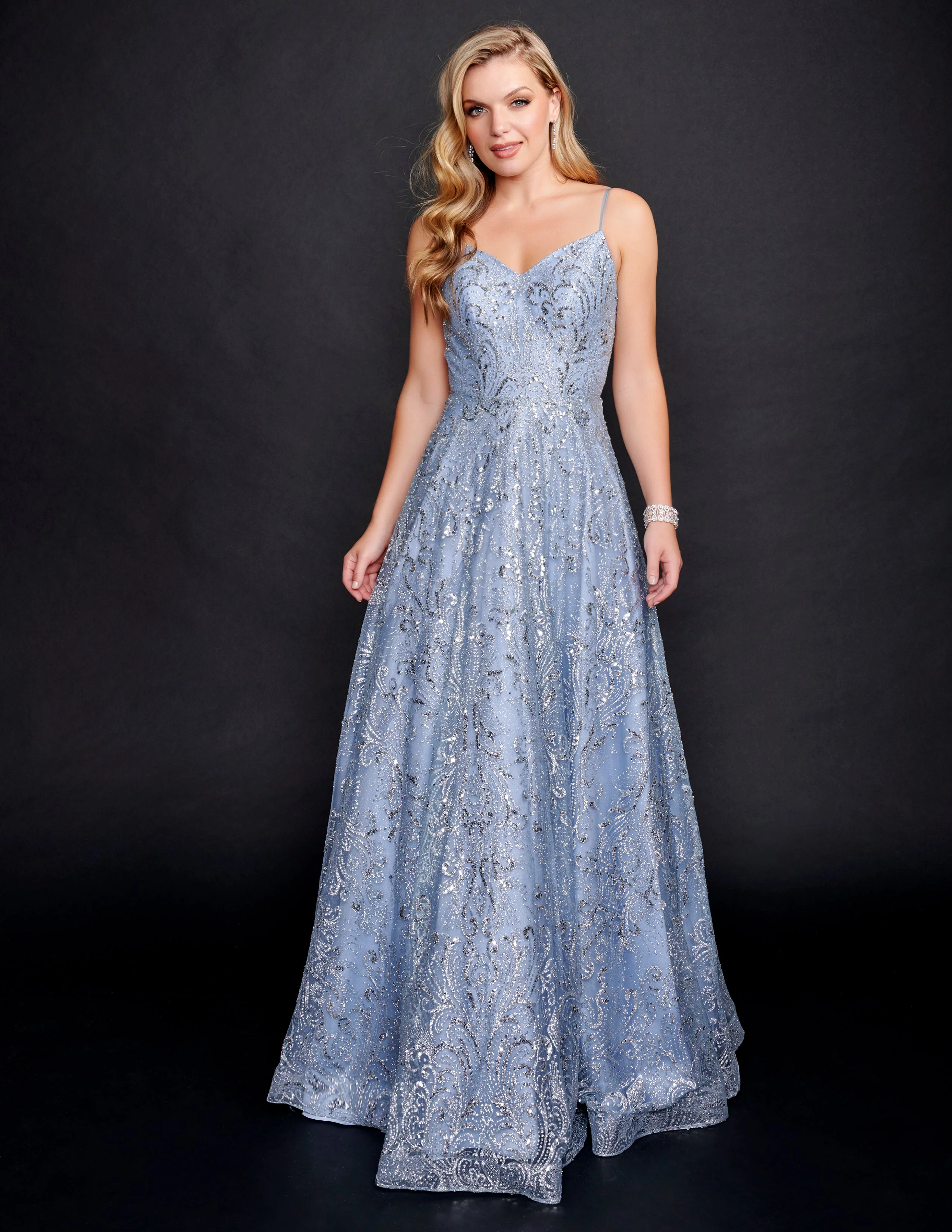 Nina Canacci 4304 Size 2 Royal Shimmer Prom Dress A Line V Neckline Open Back Evening Gown - Image 3