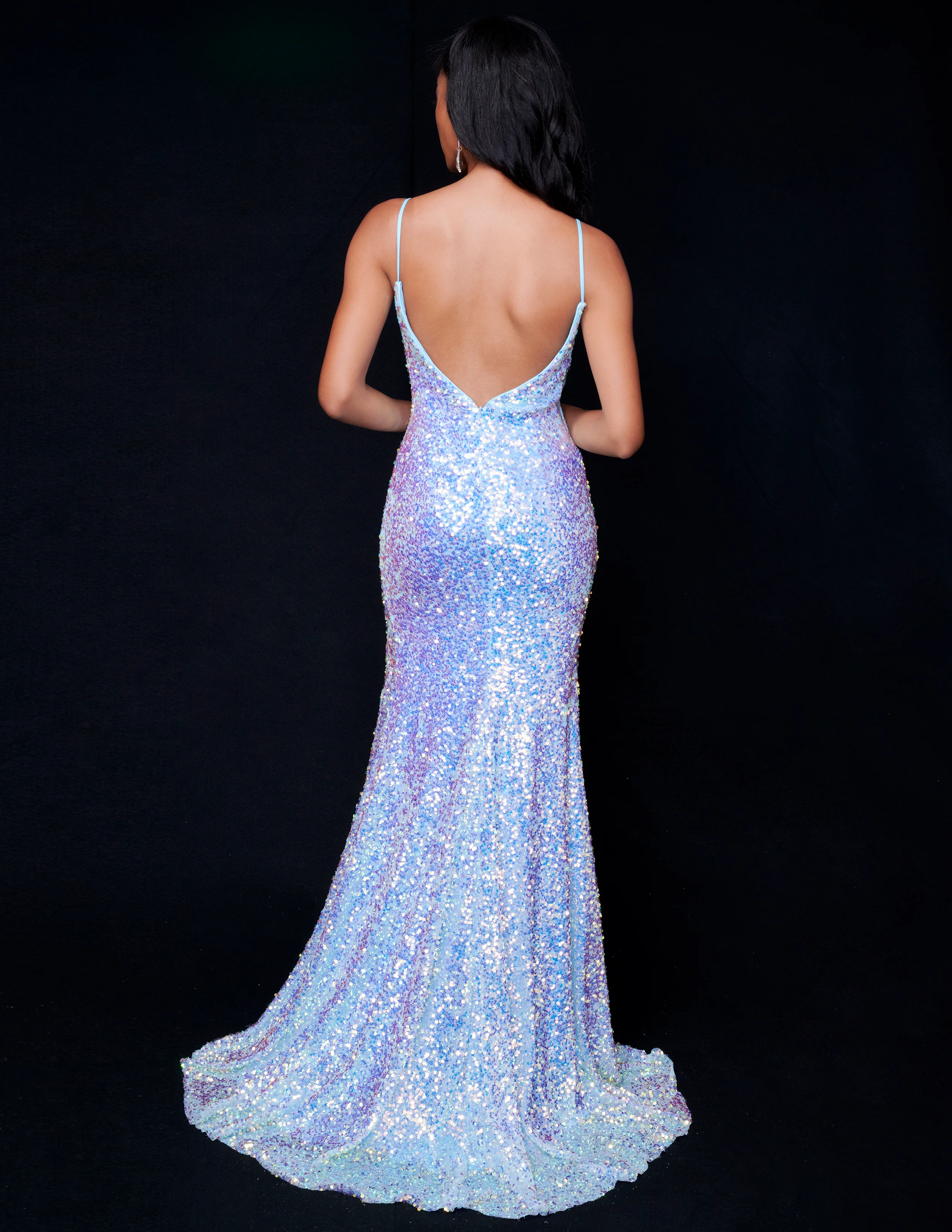 Nina Canacci 4410 Fitted Sequin Long Prom Dress Slit Low back Formal Gown V Neck - Image 6