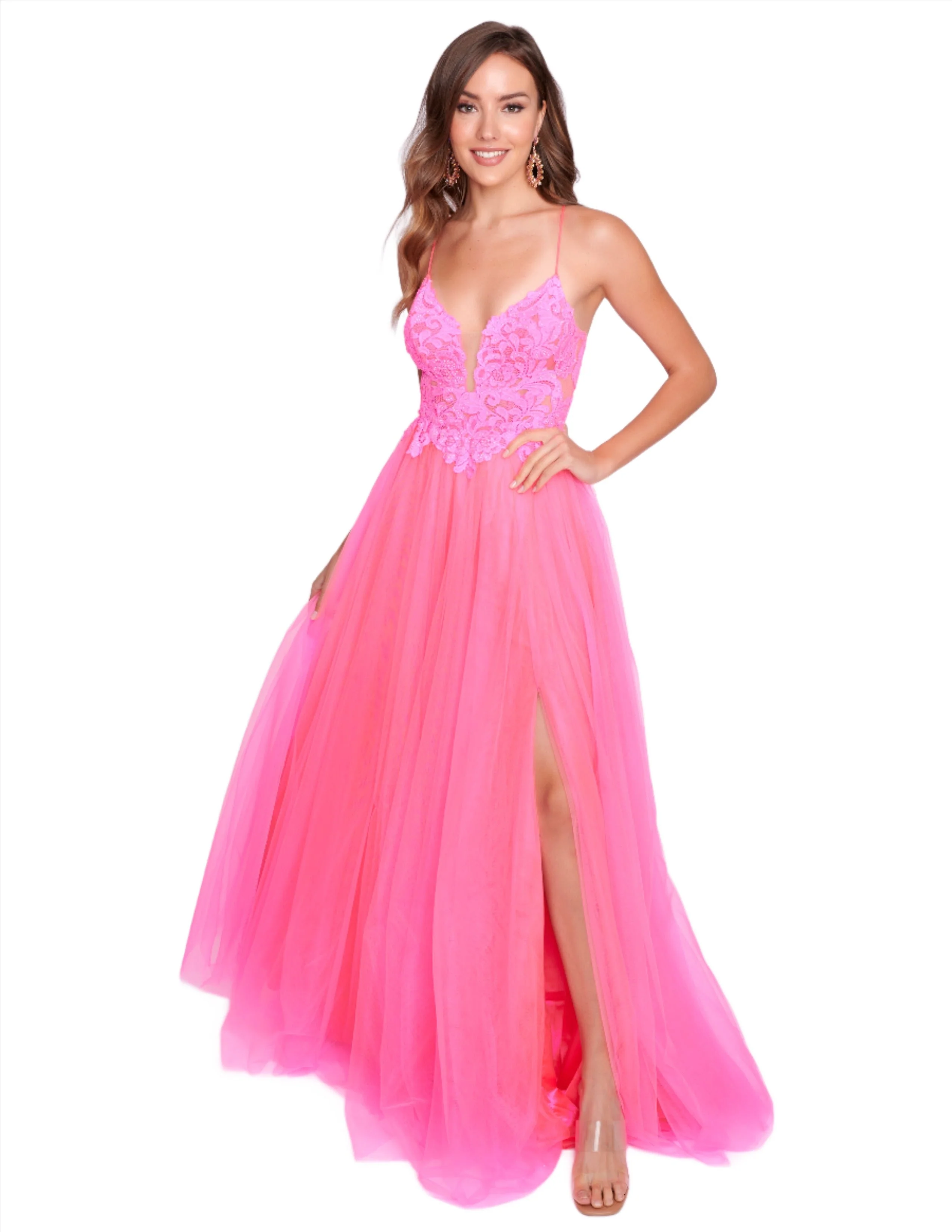 Nina Canacci 4421 Size 4 Baby Blue Sheer Lace A Line Prom Dress Maxi Slit Corset Formal Ball Gown - Image 2