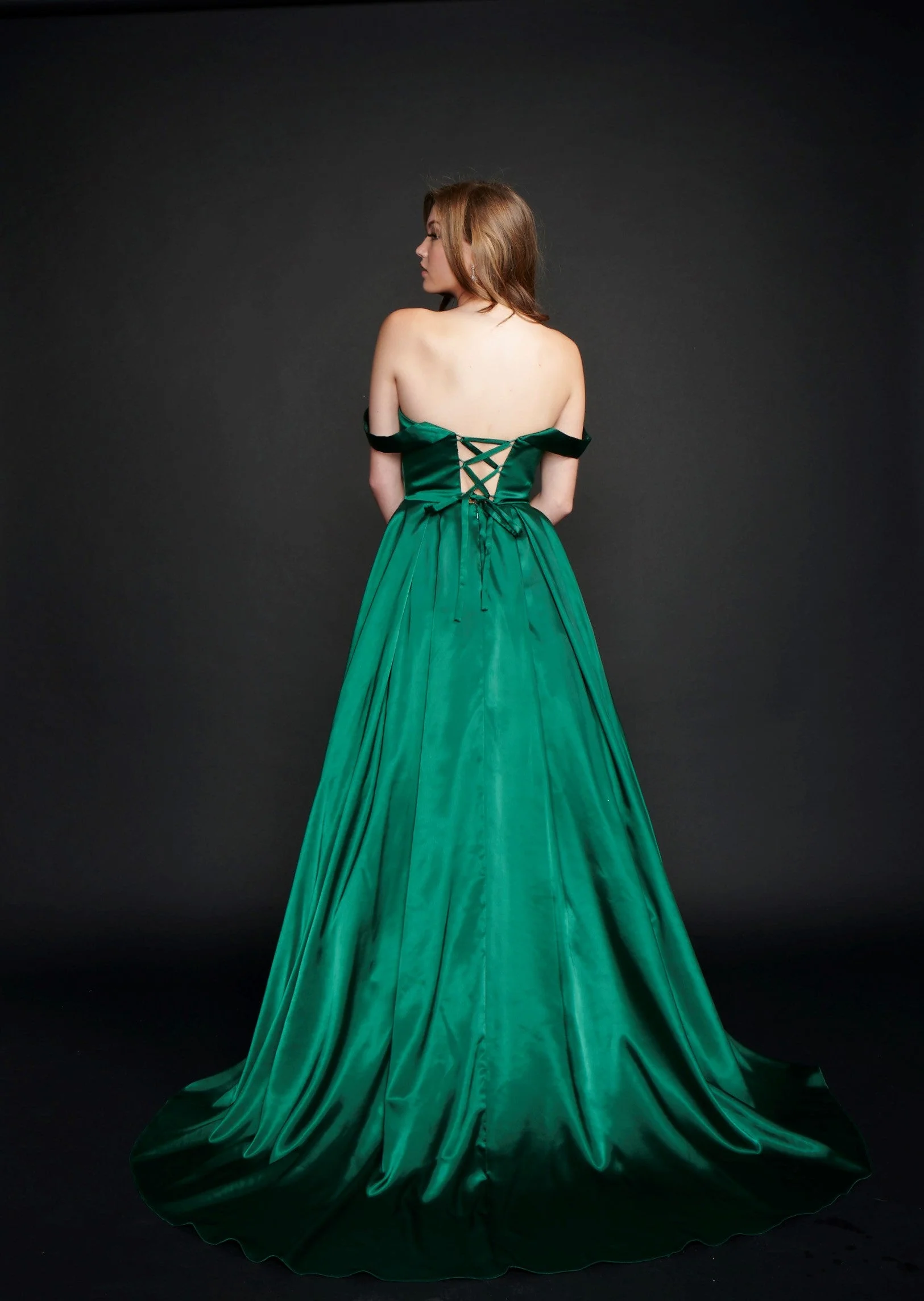 Nina Canacci 5214 Size 14,20 Long Satin off the shoulder Ballgown Prom Dress Pageant Gown Pockets - Image 3
