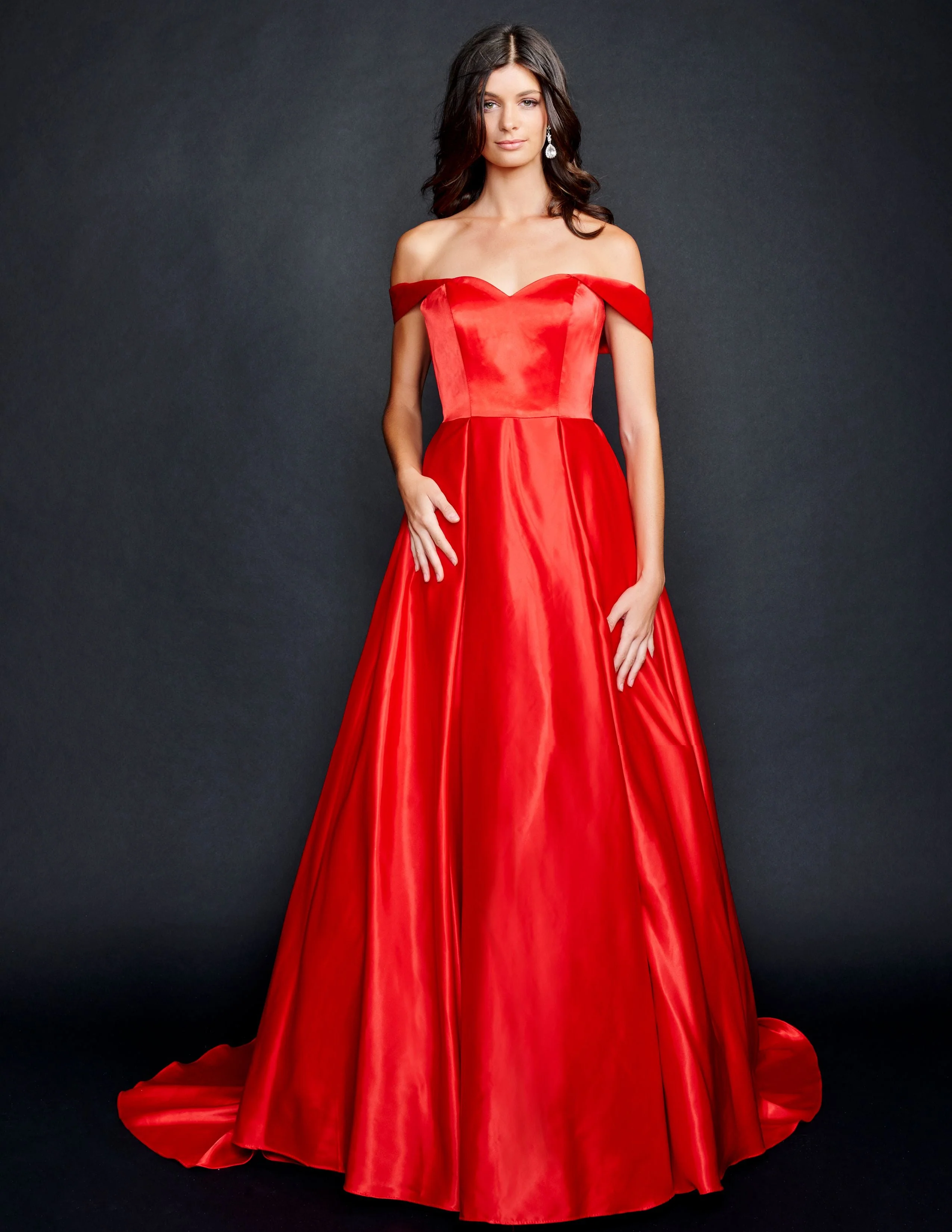 Nina Canacci 5214 Size 14,20 Long Satin off the shoulder Ballgown Prom Dress Pageant Gown Pockets - Image 4