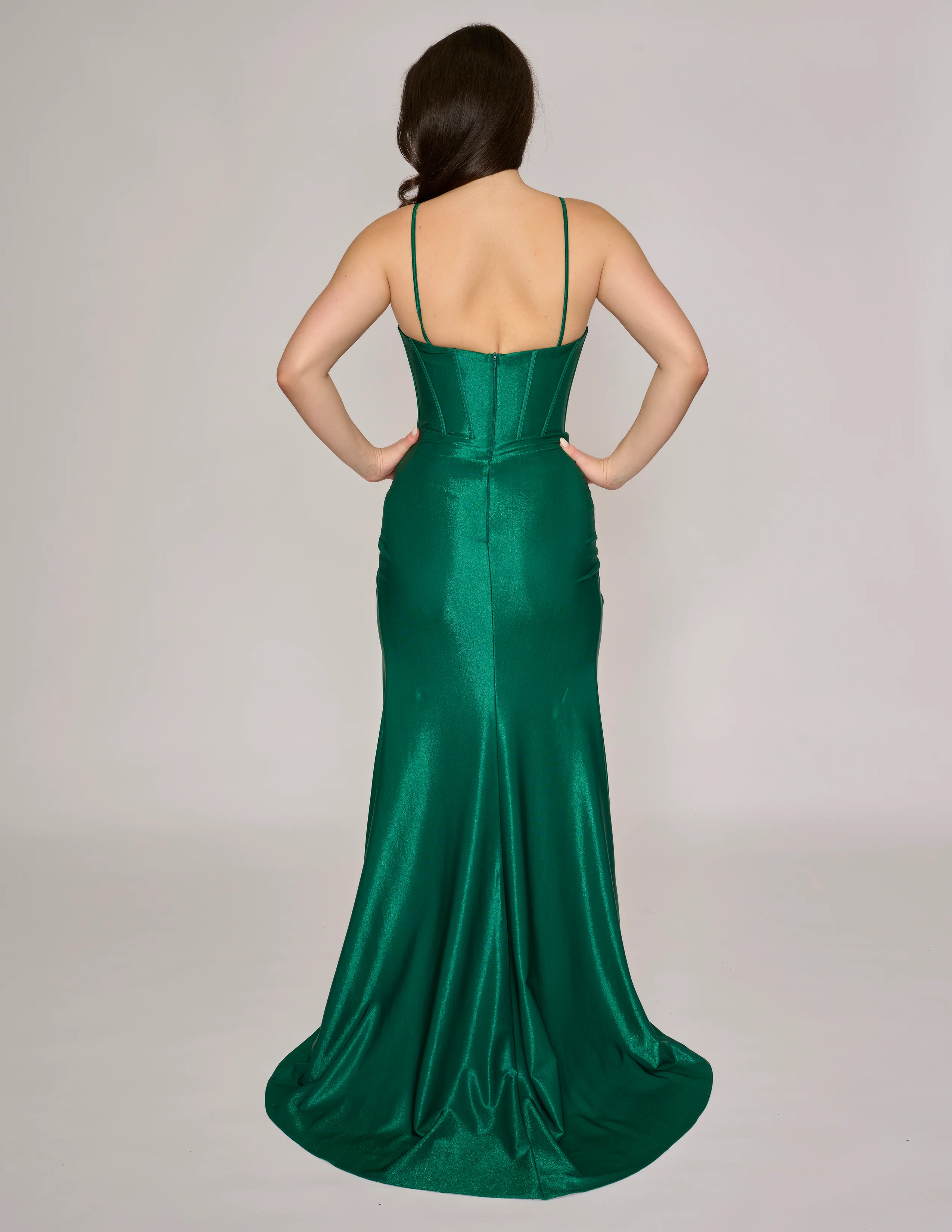 Nina Canacci 5303 Size 2 Royal Long Fitted Satin Formal Prom Dress Crystal Wrap Slit Plunging Neckline Gown - Image 3