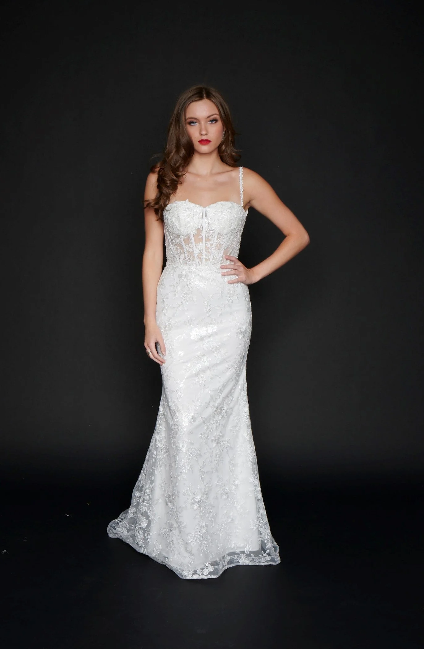 Nina Canacci 6556 Size 8 Long Mermaid Prom Pageant Gown Sheer Lace Corset Dress Train - Image 16