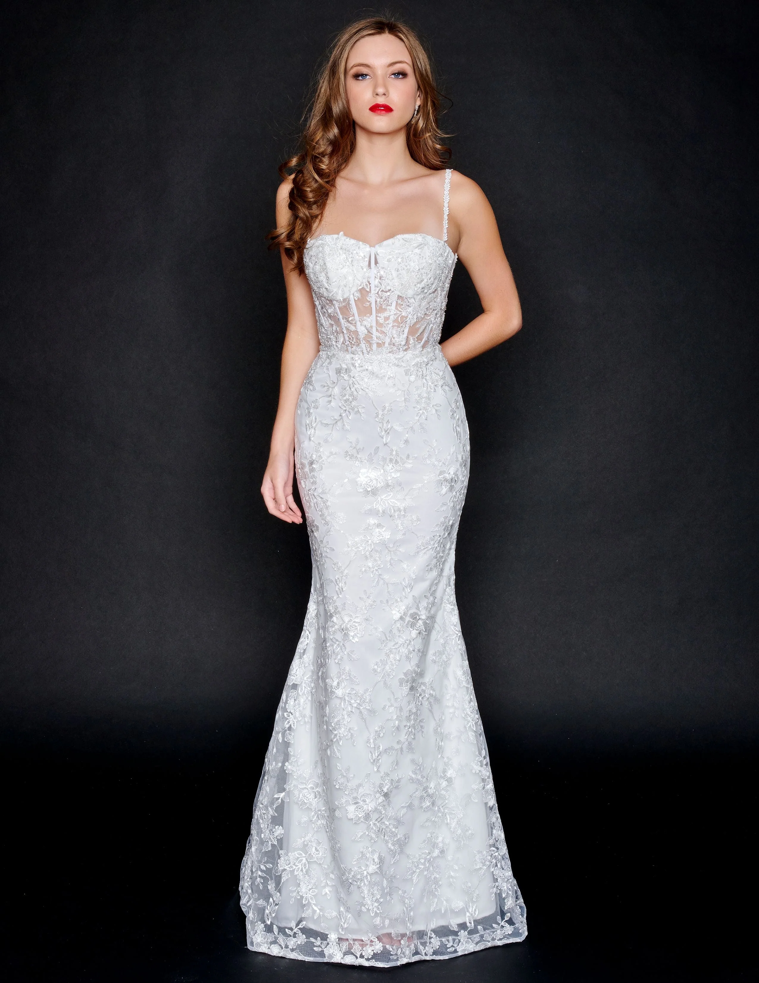 Nina Canacci 6556 Size 8 Long Mermaid Prom Pageant Gown Sheer Lace Corset Dress Train - Image 24
