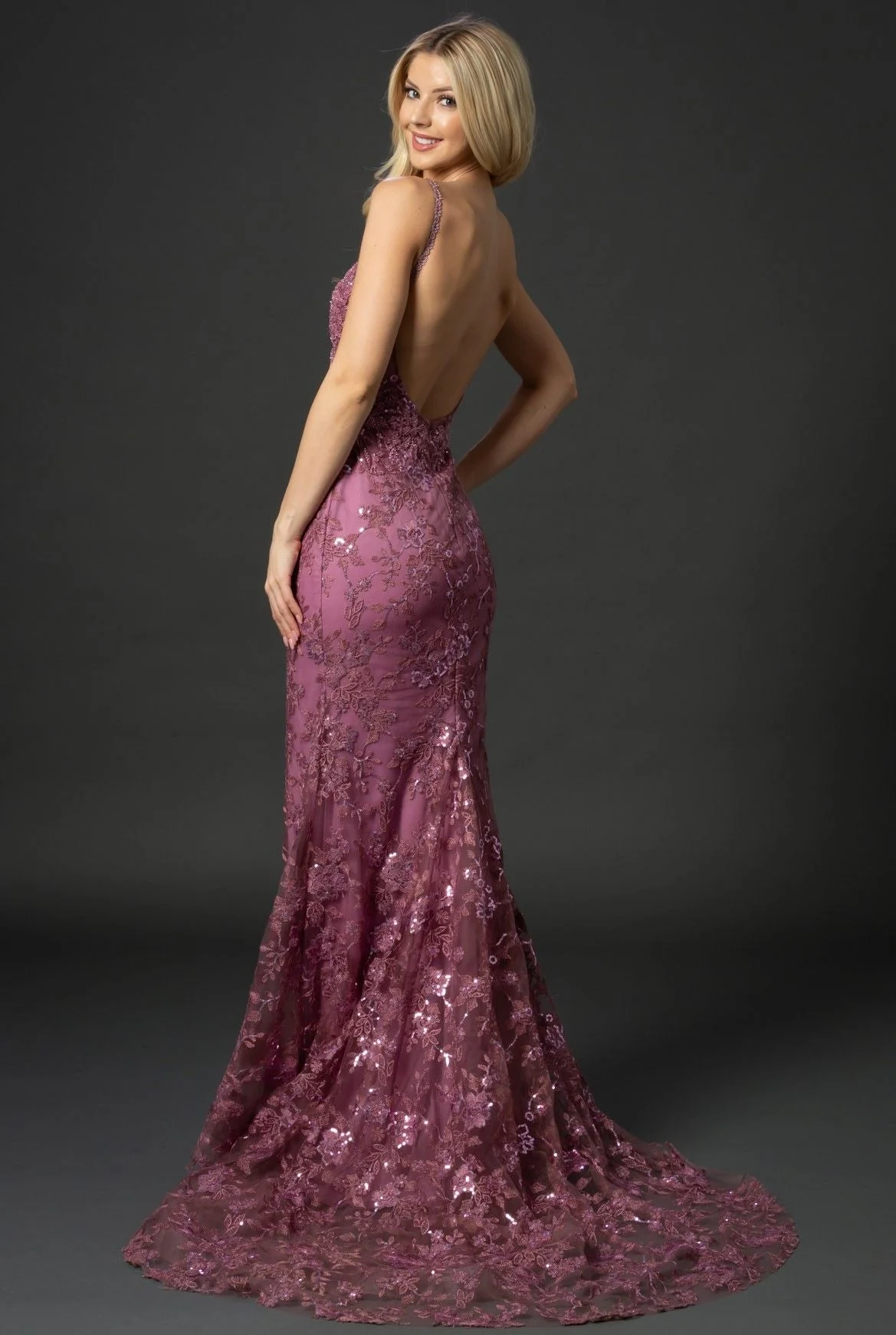 Nina Canacci 6556 Size 8 Long Mermaid Prom Pageant Gown Sheer Lace Corset Dress Train - Image 4