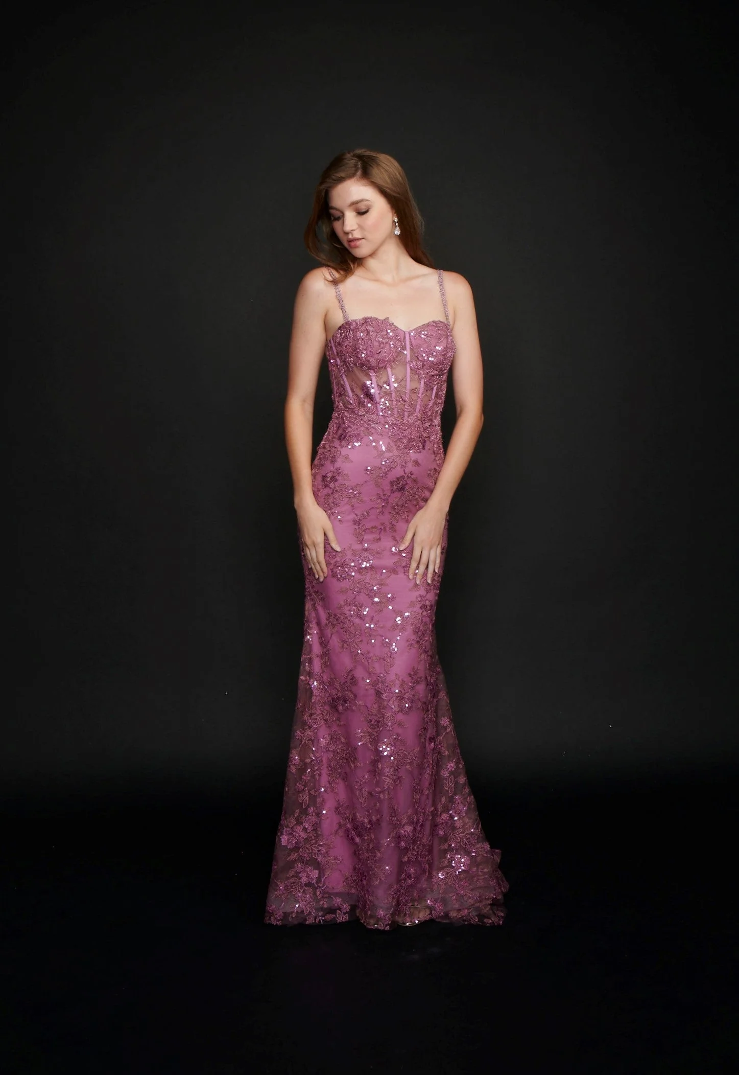 Nina Canacci 6556 Size 8 Long Mermaid Prom Pageant Gown Sheer Lace Corset Dress Train - Image 8