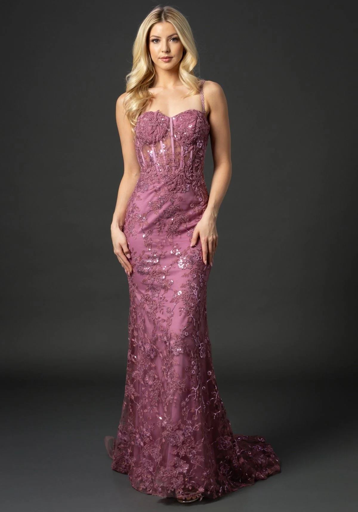 Nina Canacci 6556 Size 8 Long Mermaid Prom Pageant Gown Sheer Lace Corset Dress Train - Image 9