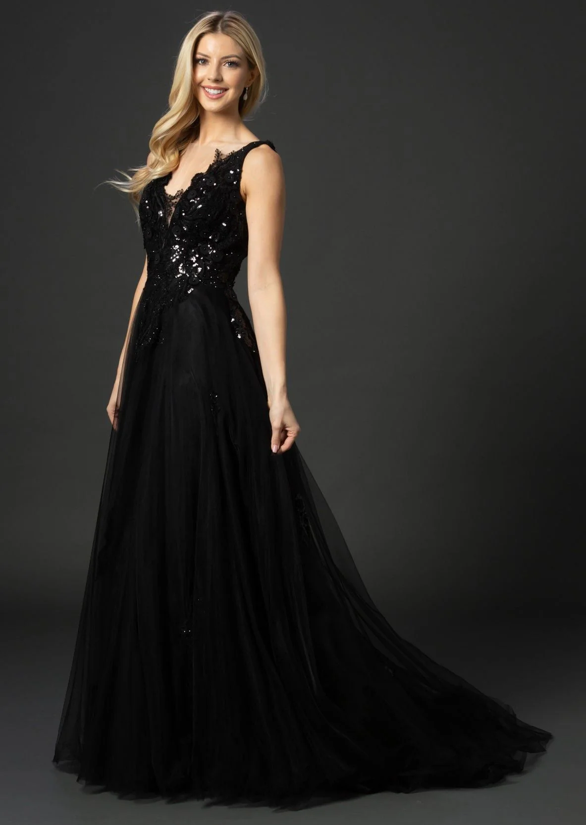 Nina Canacci 6557 Size 10, 14 Black Long Ballgown Prom Gown floral lace Black Bridal Wedding - Image 5