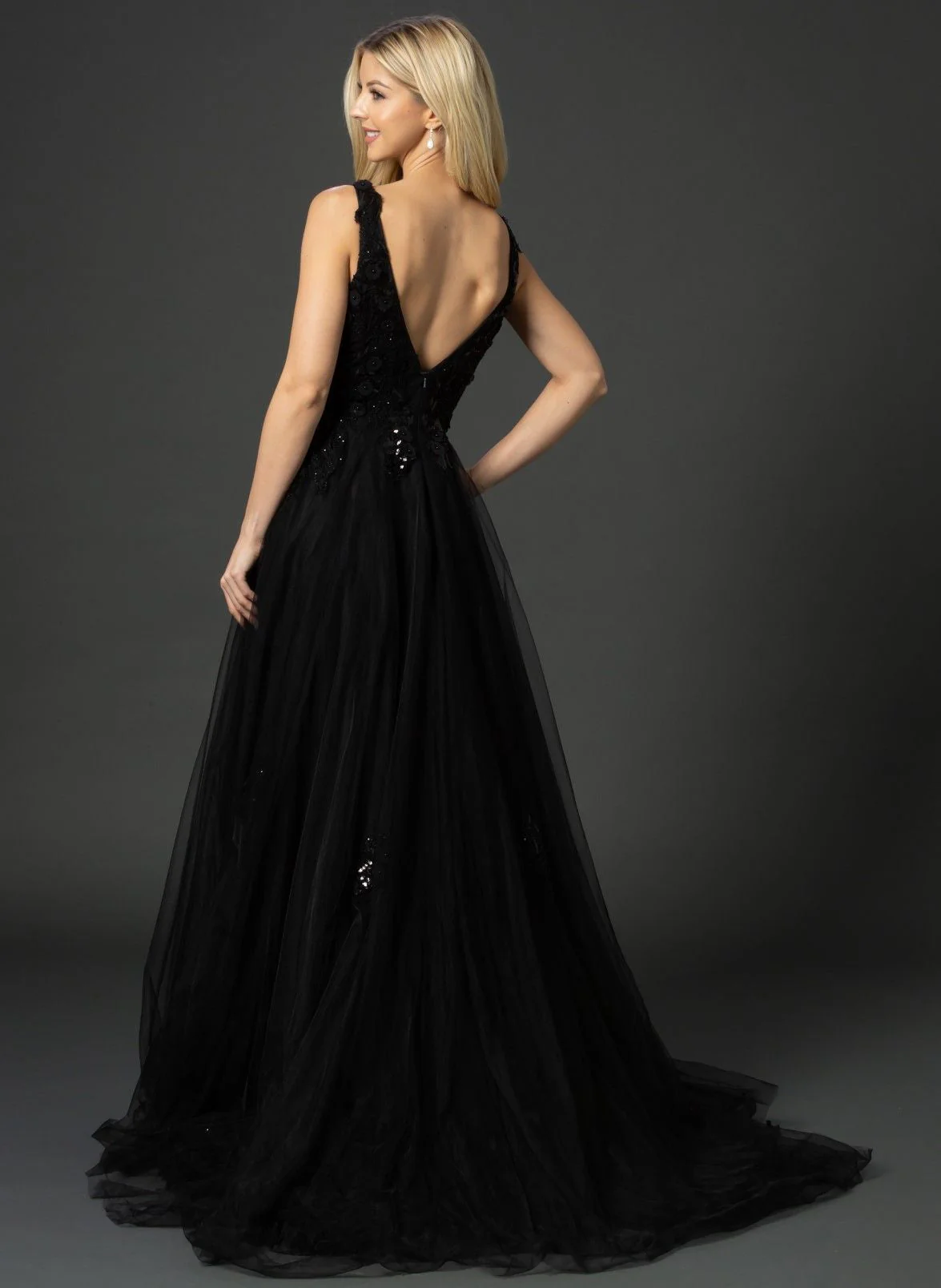 Nina Canacci 6557 Size 10, 14 Black Long Ballgown Prom Gown floral lace Black Bridal Wedding - Image 6