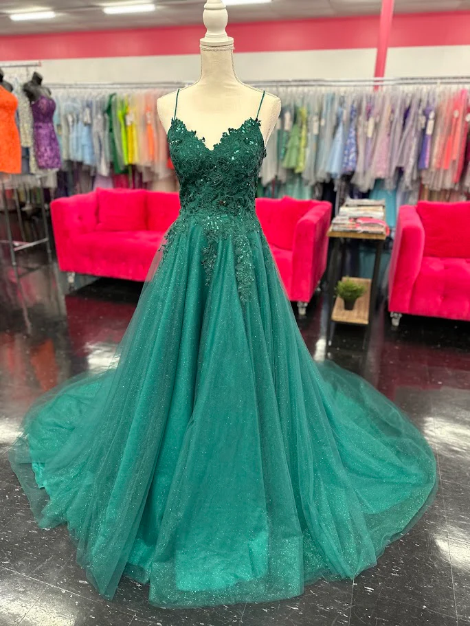 Nina Canacci 6624 Size 4 Emerald Long A Line Corset Prom Dress Backless Train Pageant Formal Gown - Image 5
