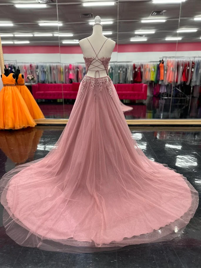 Nina Canacci 6624 Size 4 Mauve Long A Line Corset Prom Dress Backless Train Pageant Formal Gown (Copy) - Image 2