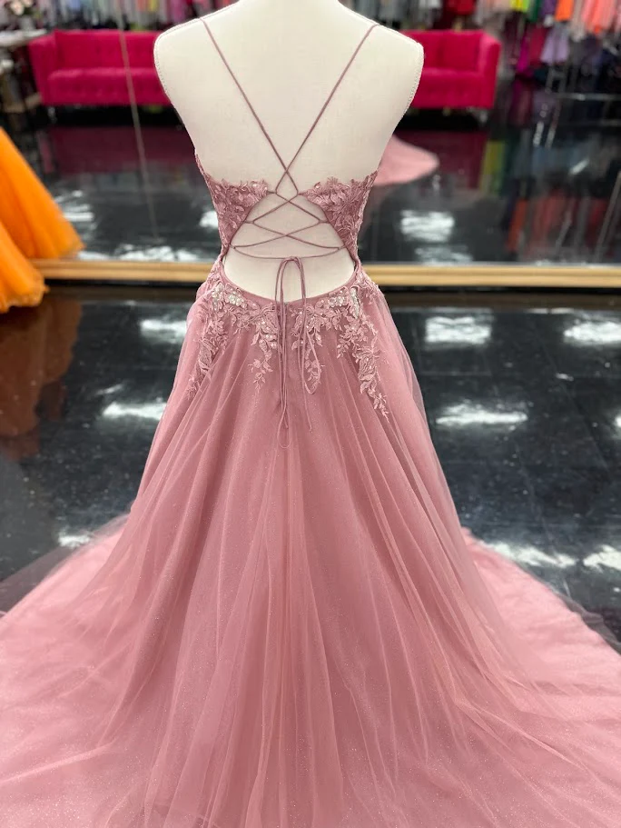 Nina Canacci 6624 Size 4 Mauve Long A Line Corset Prom Dress Backless Train Pageant Formal Gown (Copy) - Image 4