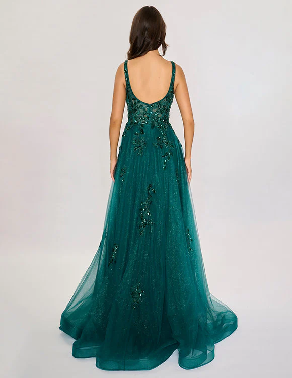 Nina Canacci 6626 Size 22 Emerald A Line Prom Dress Sequin Scoop Neck Maxi Slit Formal Sequin Gown - Image 2