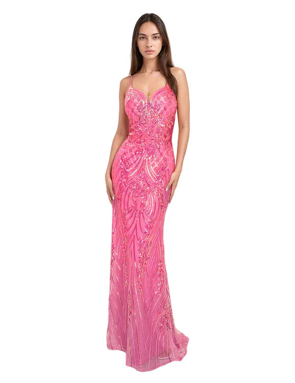 Nina Canacci 7609 Size 6 White Long Sequin Prom Dress Sheer Back  Sheer Side Cut Out - Image 3