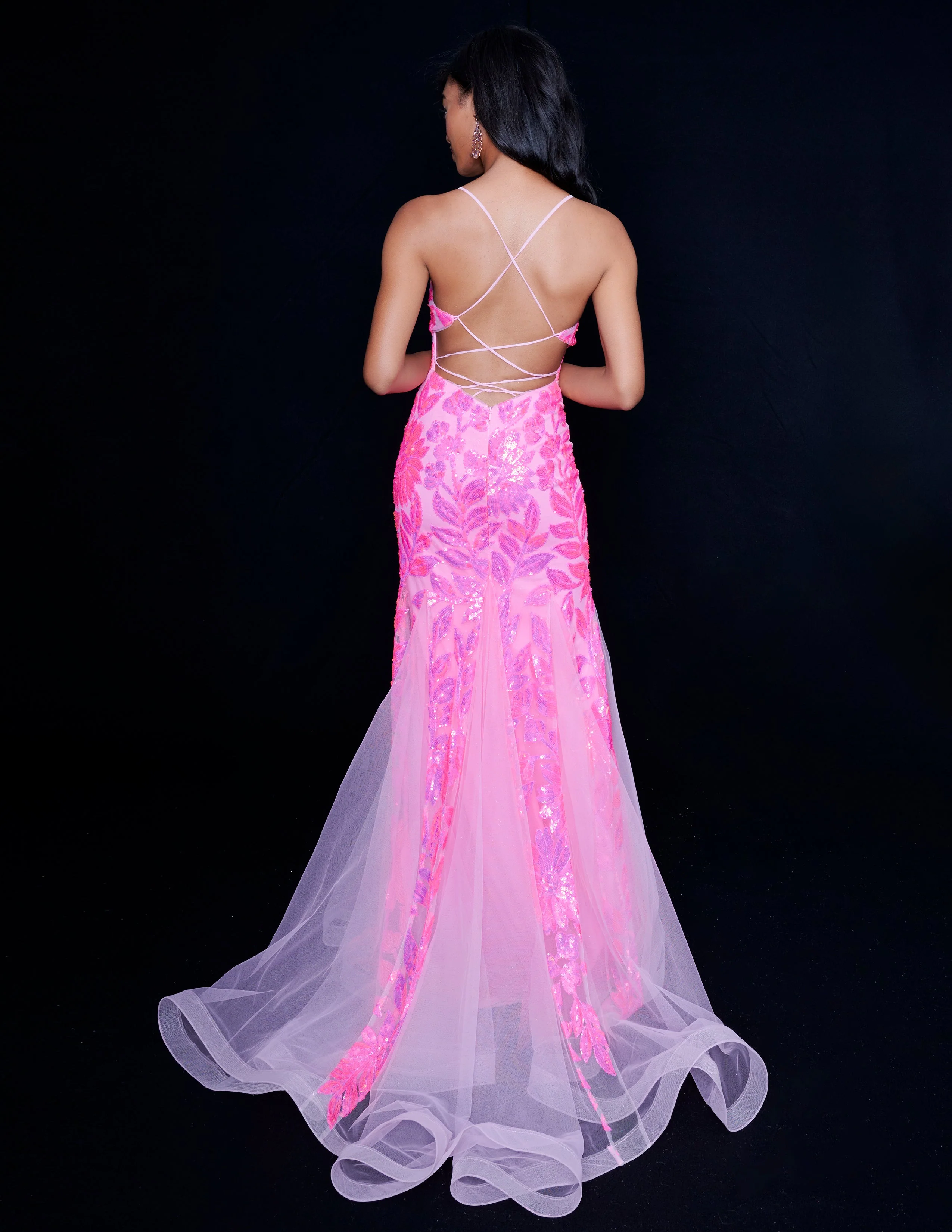 Nina Canacci 8236 Size 4 Navy Sequin Mermaid Prom Dress Backless Corset Formal Gown V Neck - Image 3