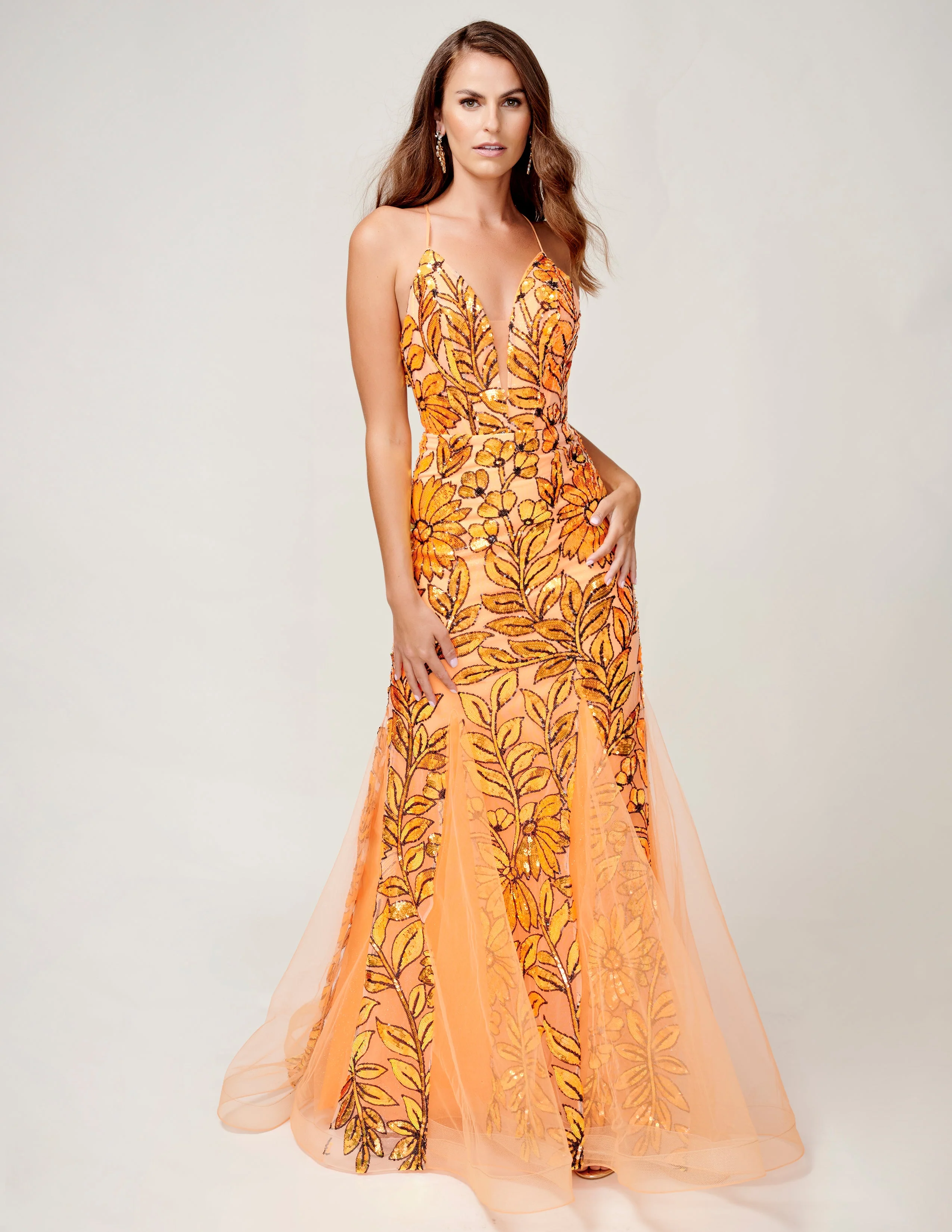 Nina Canacci 8236 Size 4 Navy Sequin Mermaid Prom Dress Backless Corset Formal Gown V Neck - Image 4