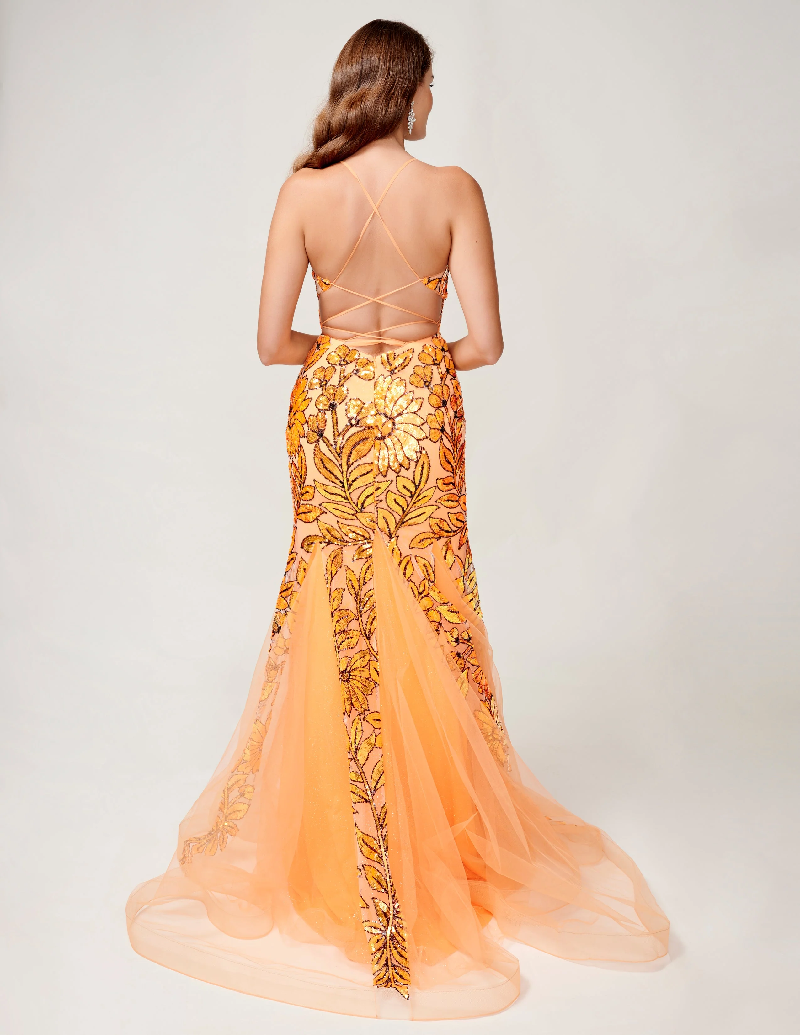 Nina Canacci 8236 Size 4 Navy Sequin Mermaid Prom Dress Backless Corset Formal Gown V Neck - Image 5