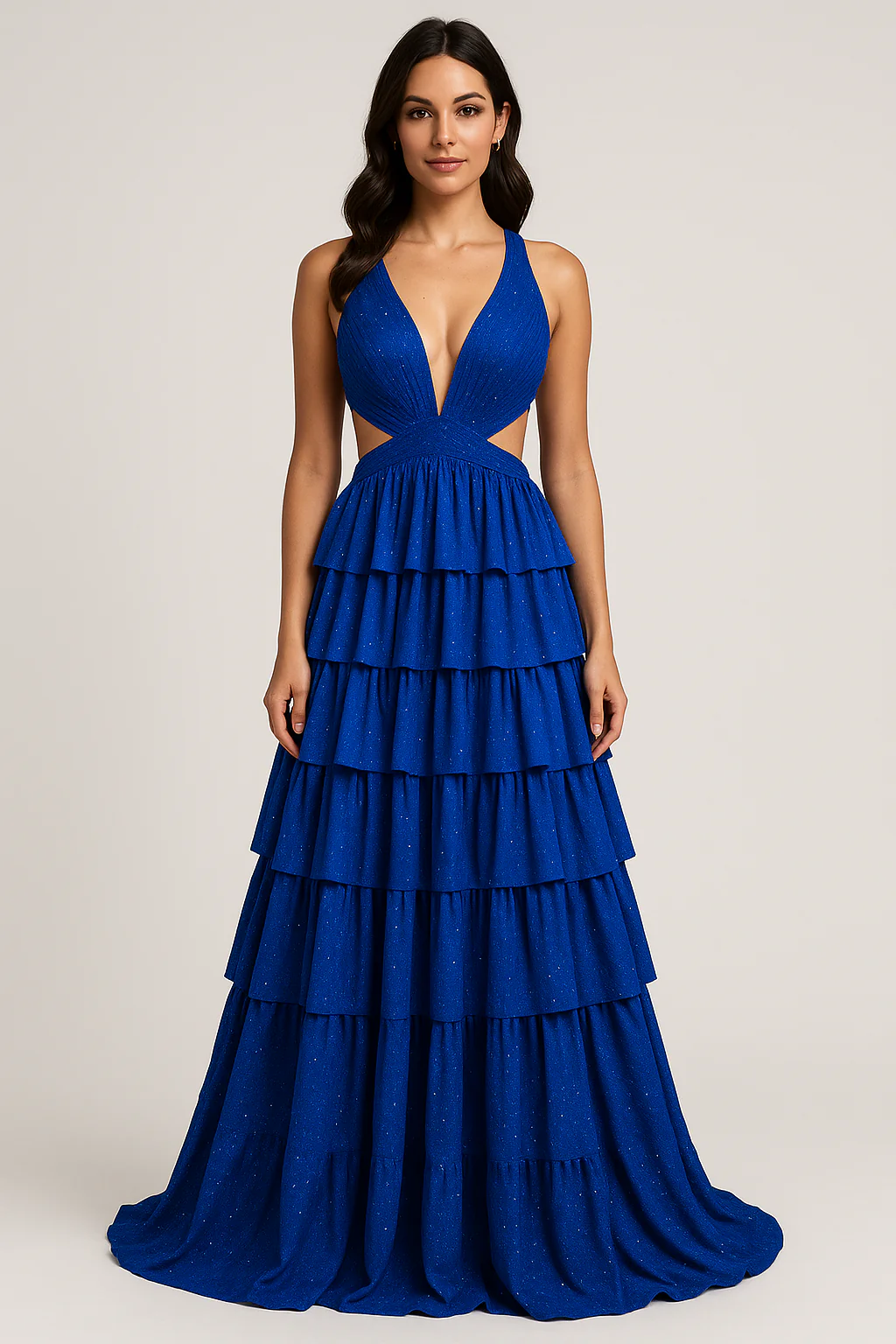 Nina Canacci 9200 Crystal Layered Prom Dress Cut Out Maxi Slit Pageant Gown - Image 4