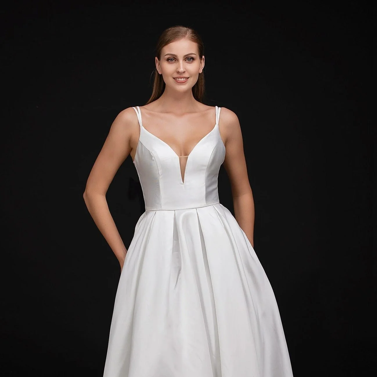 Nina Canacci B1900 White satin prom dress ballgown with bow size 14 - Image 4