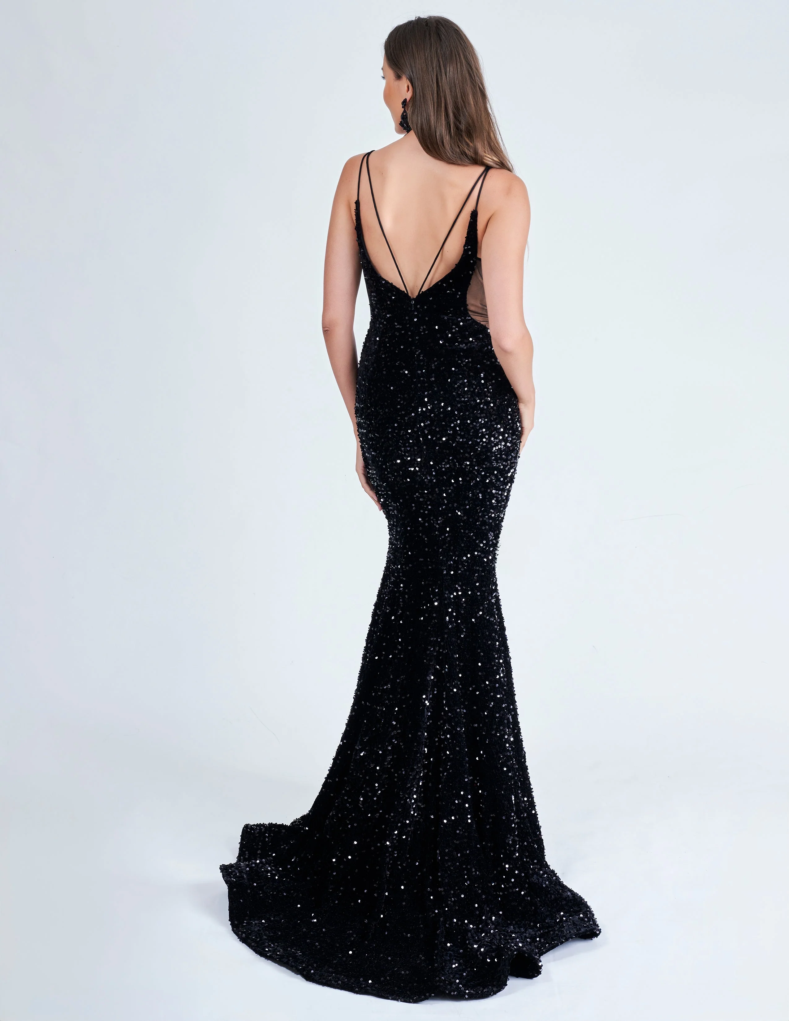 Nina Canacci Size 4, 6 Fuchsia 4420 Velvet Sequin Mermaid Prom Dress Formal Evening Gown Sheer V Neck - Image 10