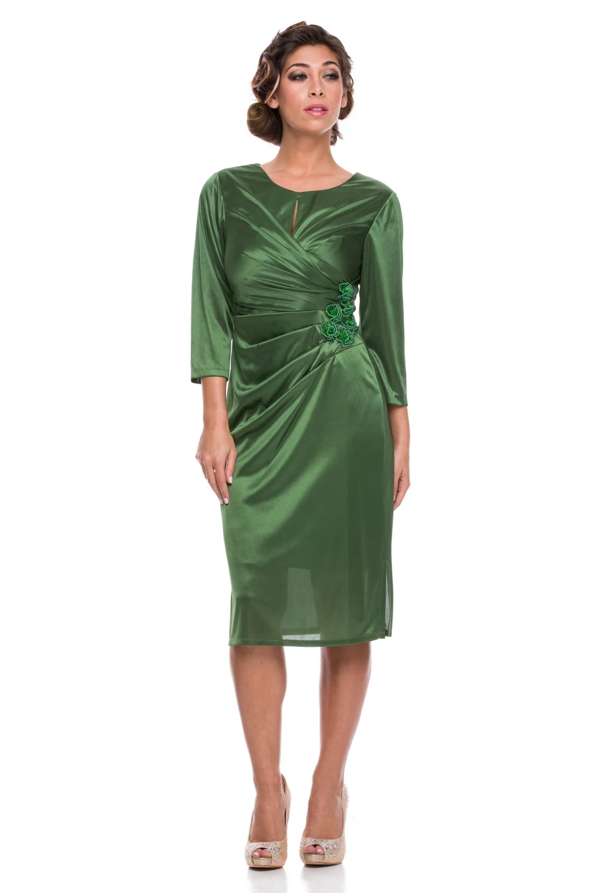 Nox Anabel 2908  6,8,10 Tea Length Long Sleeve Mother Of Formal Gown Wedding Guest Gown Modest - Image 2