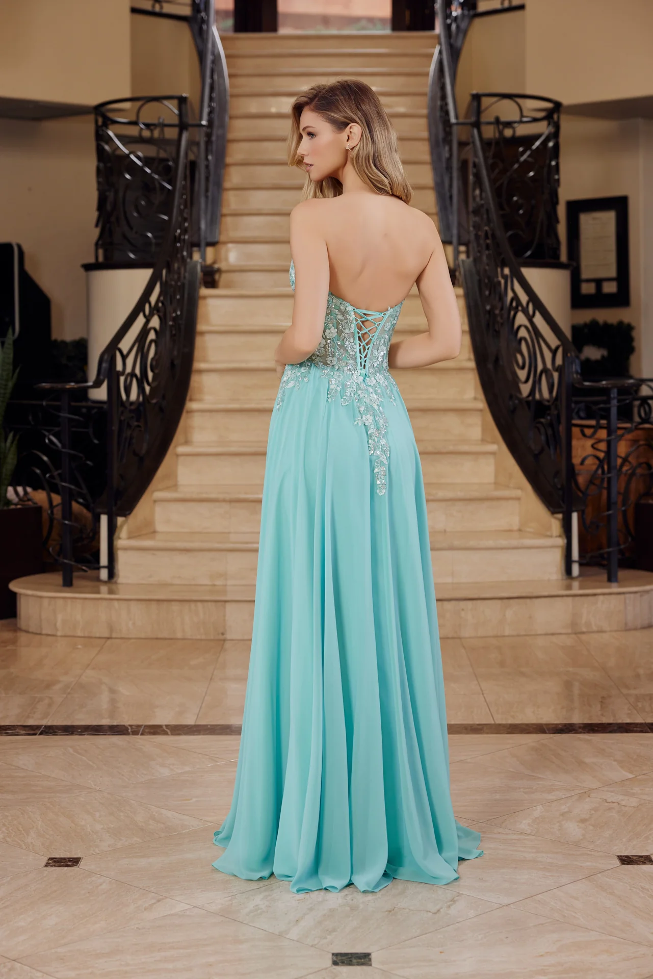 Nox Anabel C1617 Sheer Sequin Beaded Corset A-Line Prom Dress - Image 6