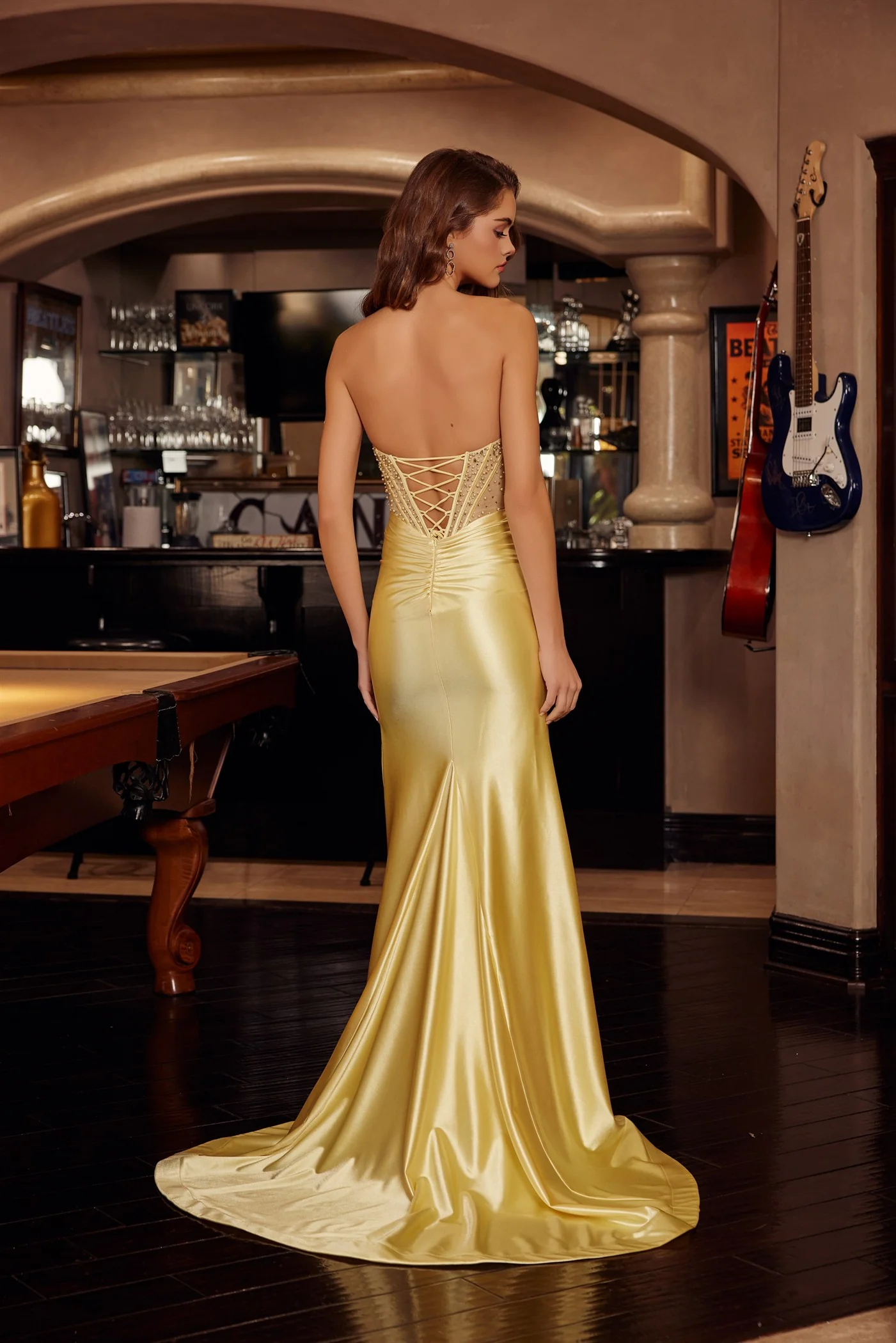 Nox Anabel C1830 Strapless Beaded Sheer Corset Prom Dress - Image 8