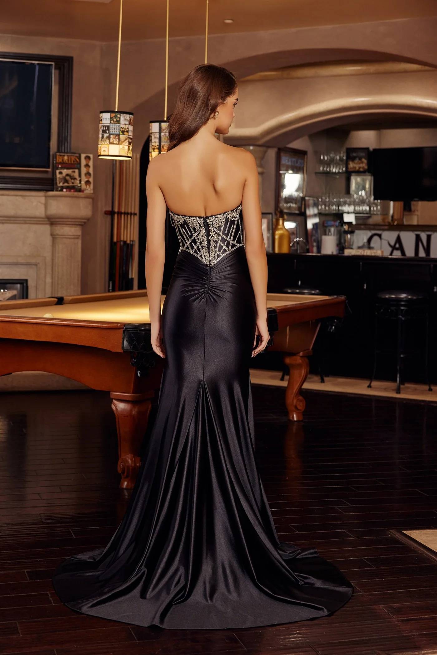 Nox Anabel E1901 Strapless Scoop Beaded Corset Prom Dress - Image 5
