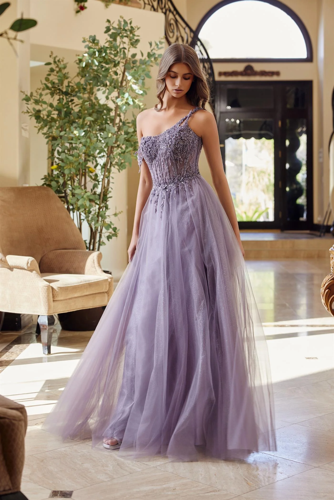 Nox Anabel F1567 Sheer Beaded Corset A-Line Scoop Prom Dress - Image 3
