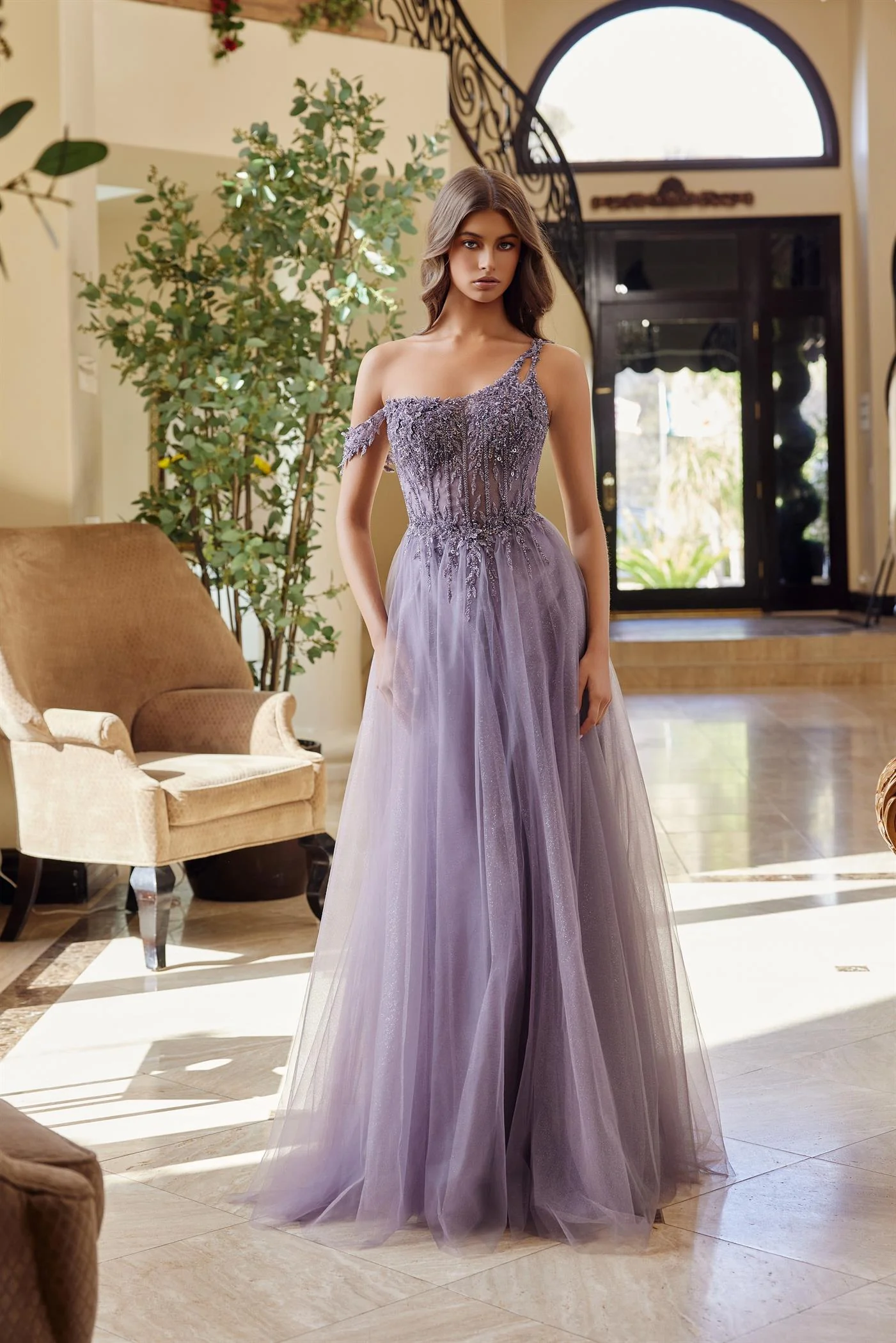 Nox Anabel F1567 Sheer Beaded Corset A-Line Scoop Prom Dress - Image 4