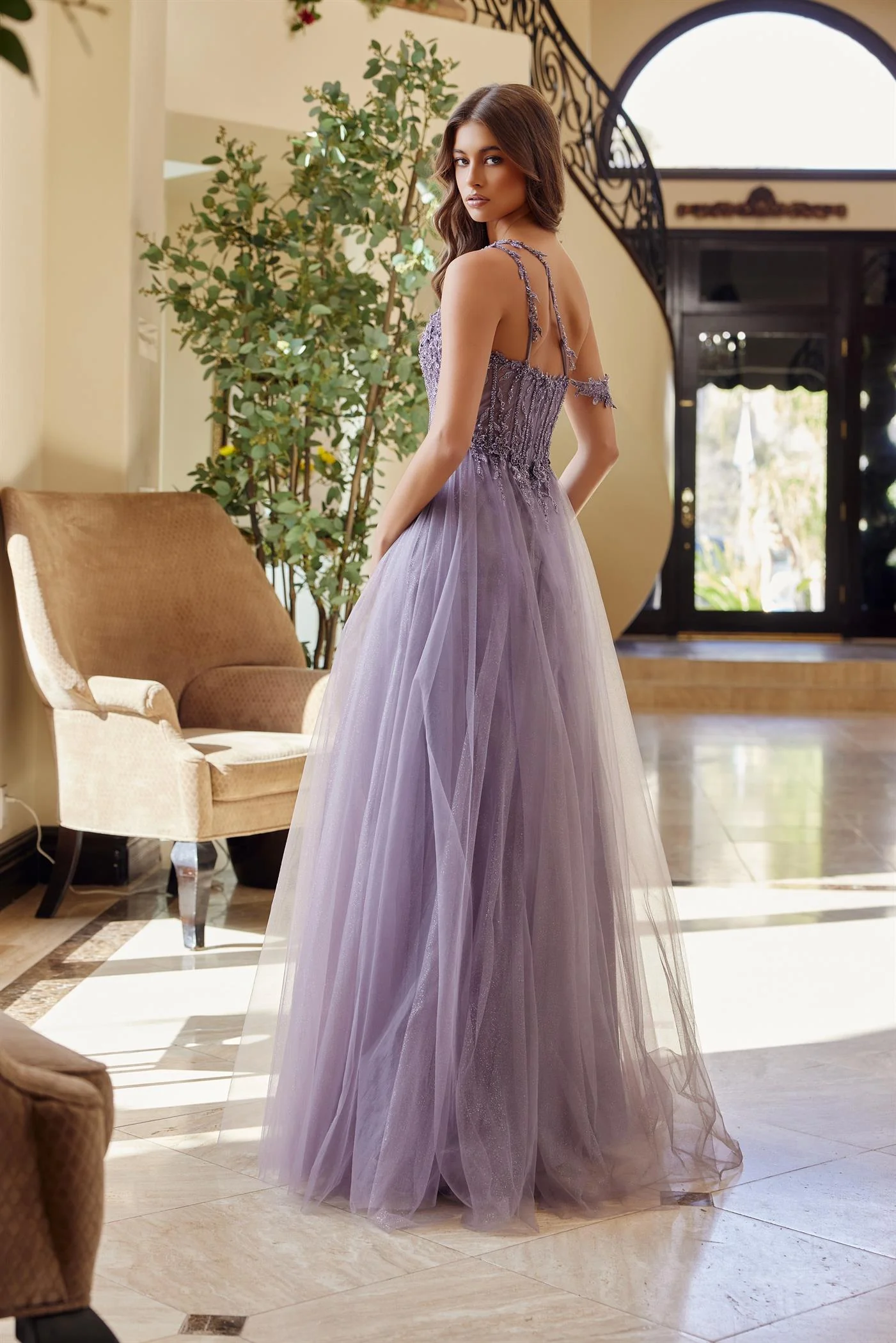 Nox Anabel F1567 Sheer Beaded Corset A-Line Scoop Prom Dress - Image 6