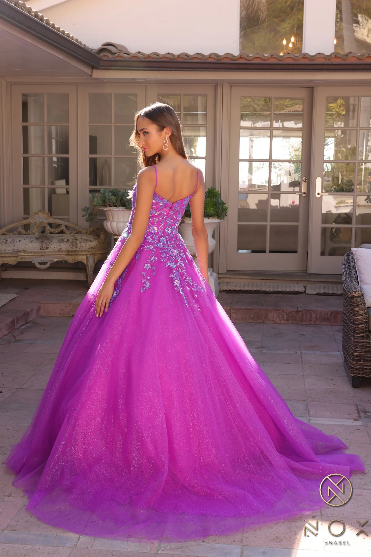 Nox Anabel H1464 Shimmer Tulle A Line Sequin Prom Dress Ballgown Scoop Neck Pageant - Image 4