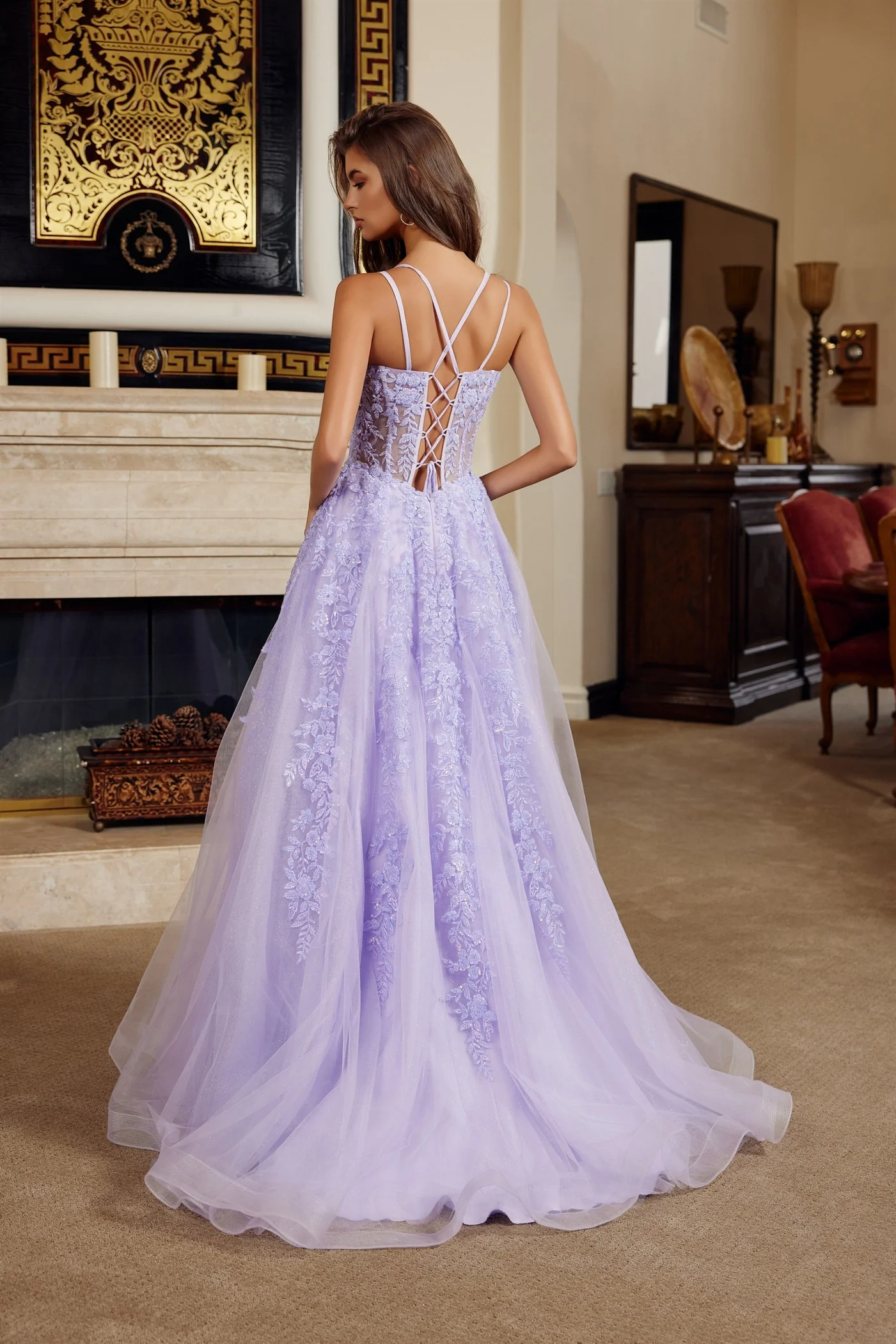 Nox Anabel H1882 Backless Sheer Corset Prom Pageant Dress - Image 3