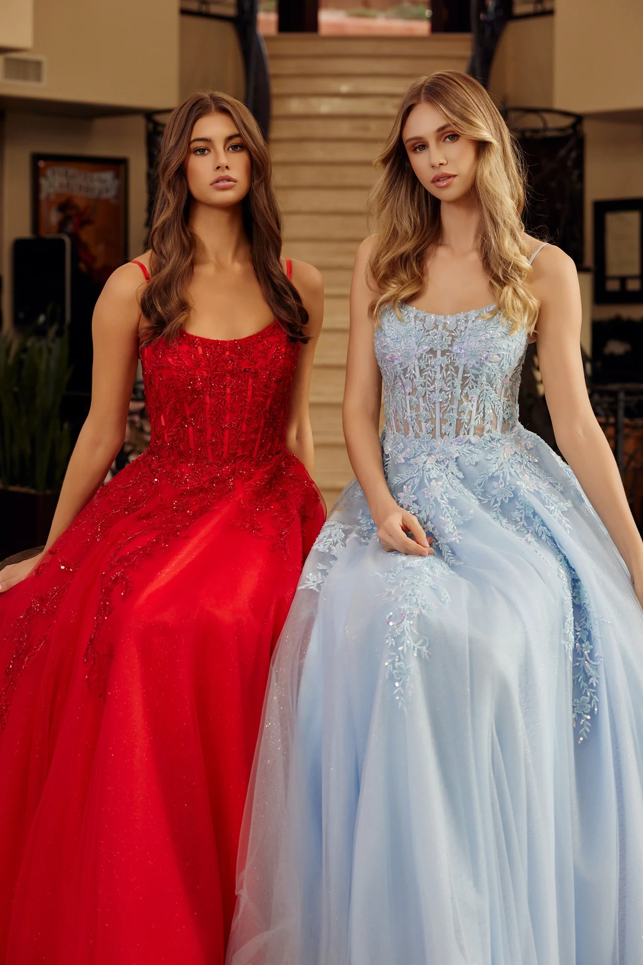 Nox Anabel H1886 Sheer Corset Scoop Neckline Prom Dress - Image 3