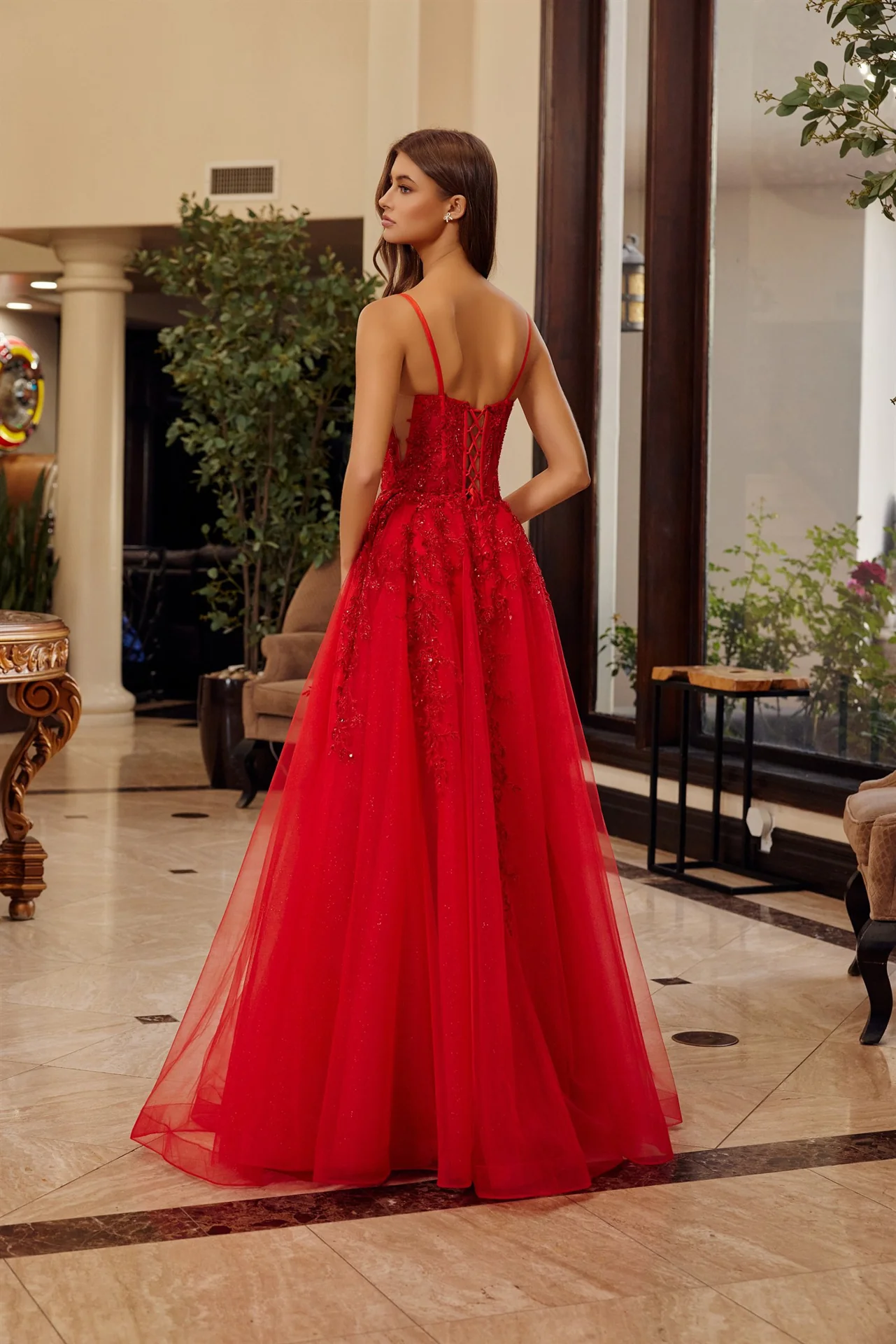 Nox Anabel H1886 Sheer Corset Scoop Neckline Prom Dress - Image 6