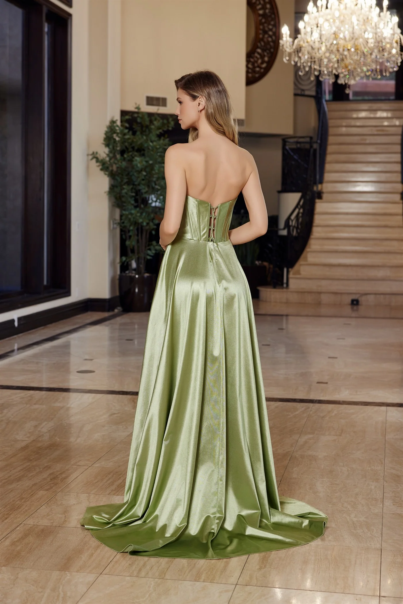 Nox Anabel K1735 Backless Strapless Corset Pleated Prom Dress - Image 9