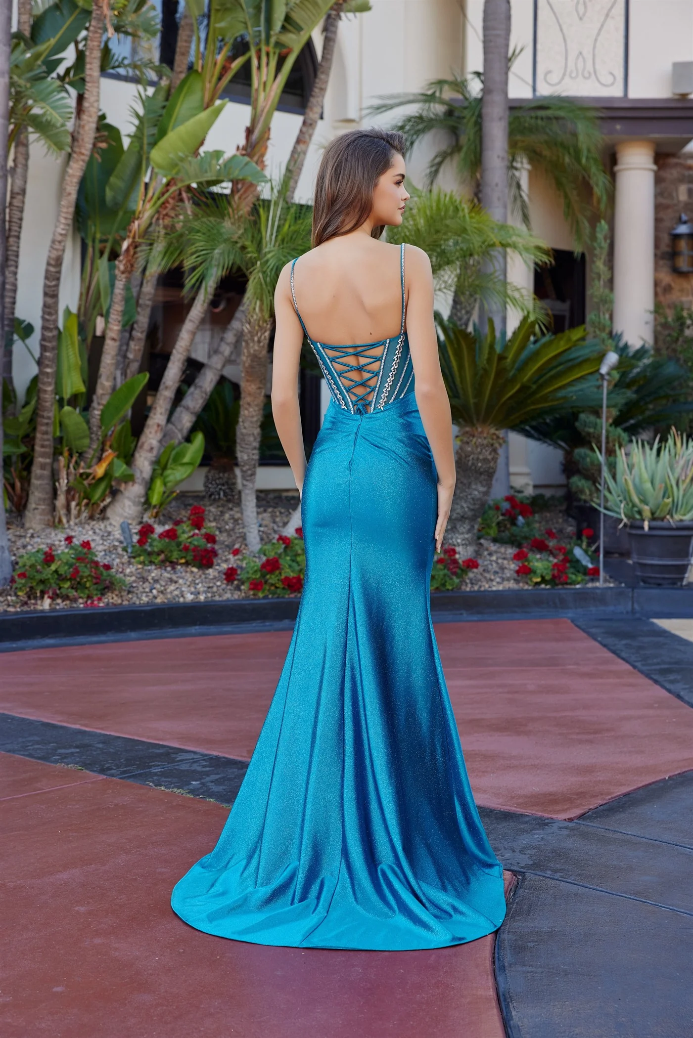 Nox Anabel L1769 Sheer Crystal Corset Sweetheart Prom Dress - Image 3