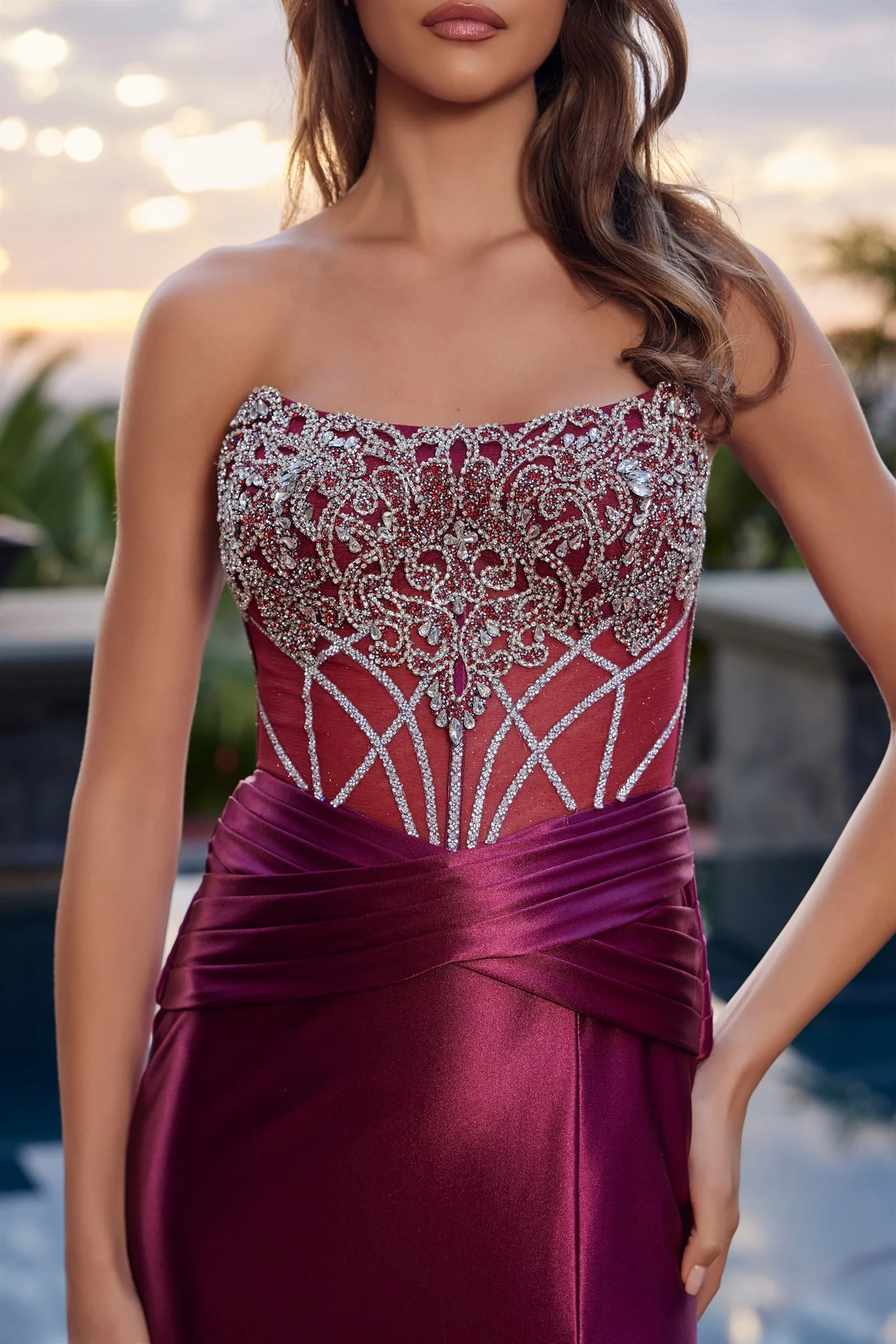 Nox Anabel L1771 Sheer Crystal Corset Scoop Neck Prom Dress - Image 6