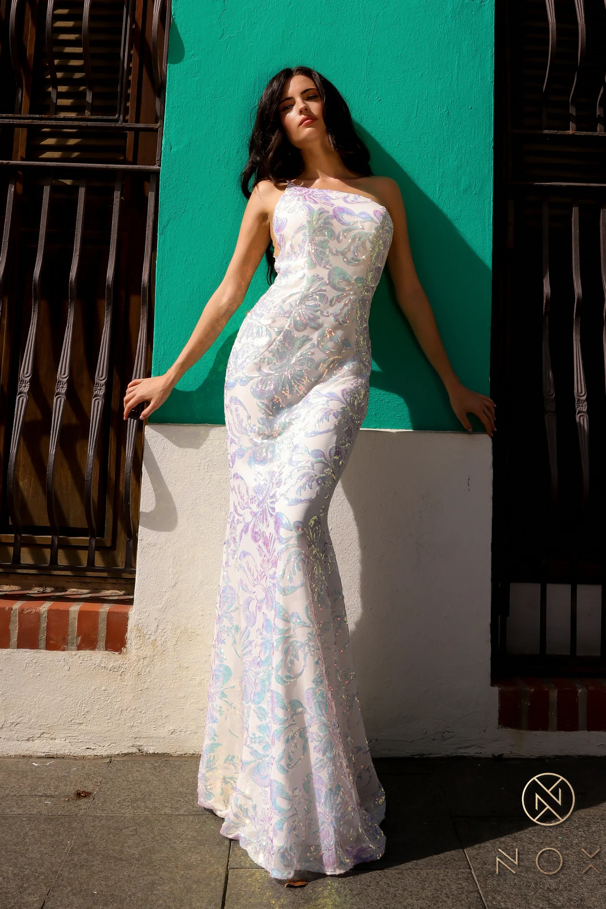 Nox Anabel R1308 Long Sequin Lace One Shoulder Prom Dress Mermaid Formal Gown Pageant - Image 6