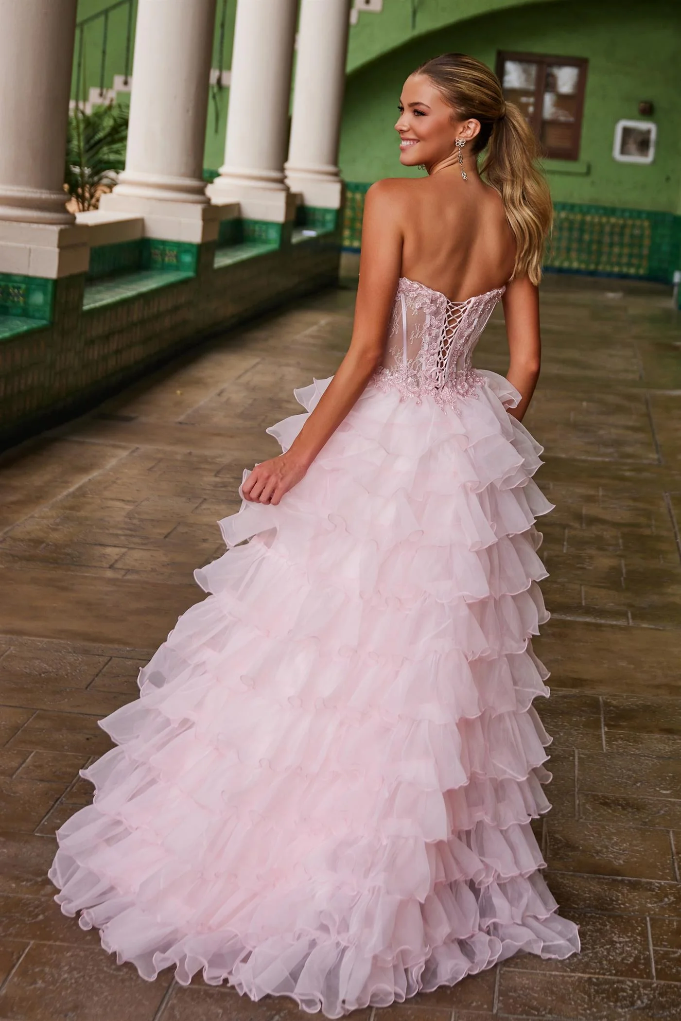 Nox Anabel R1688 A Line Prom Dress Lace Corset Ruffle - Image 2