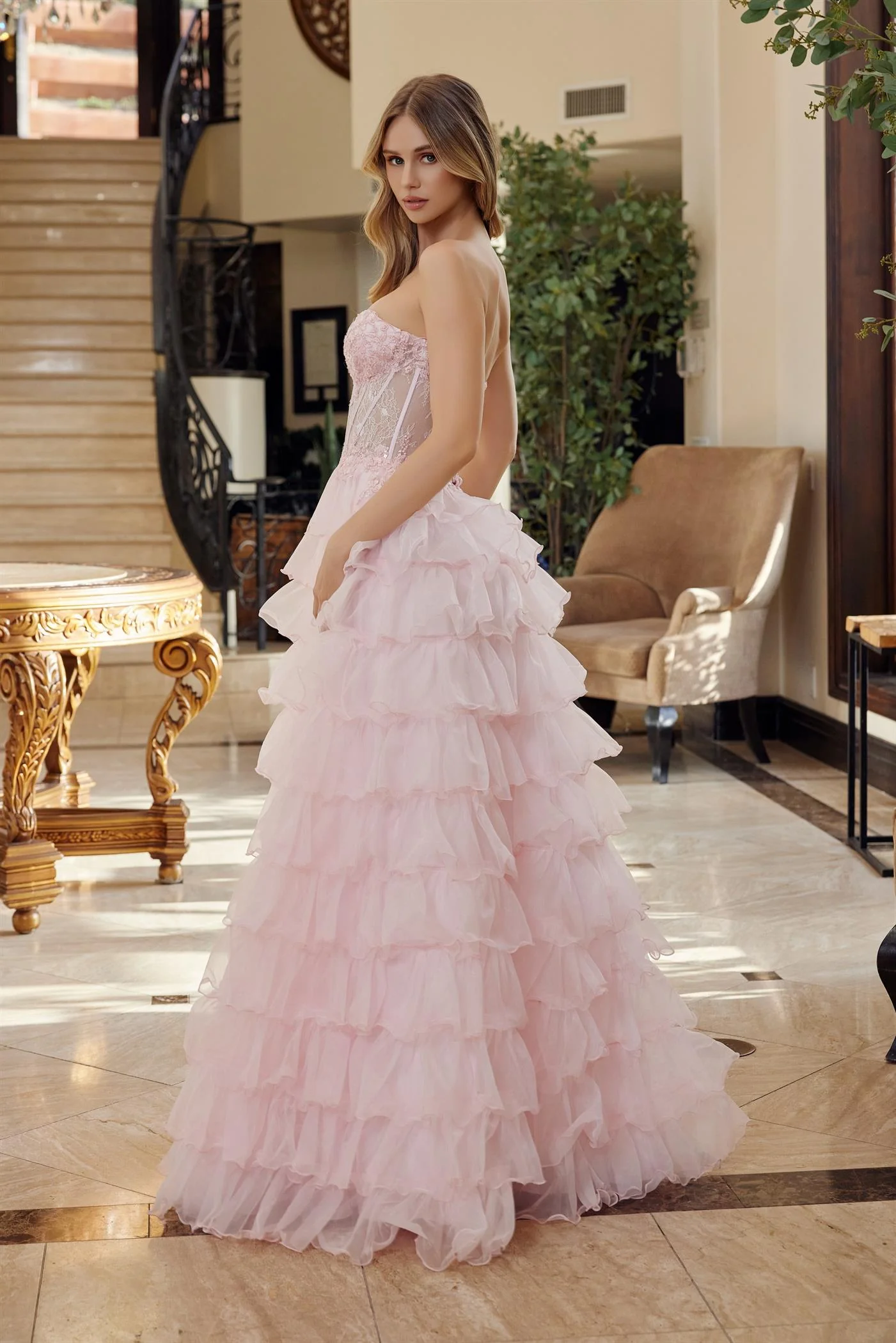 Nox Anabel R1688 A Line Prom Dress Lace Corset Ruffle - Image 5