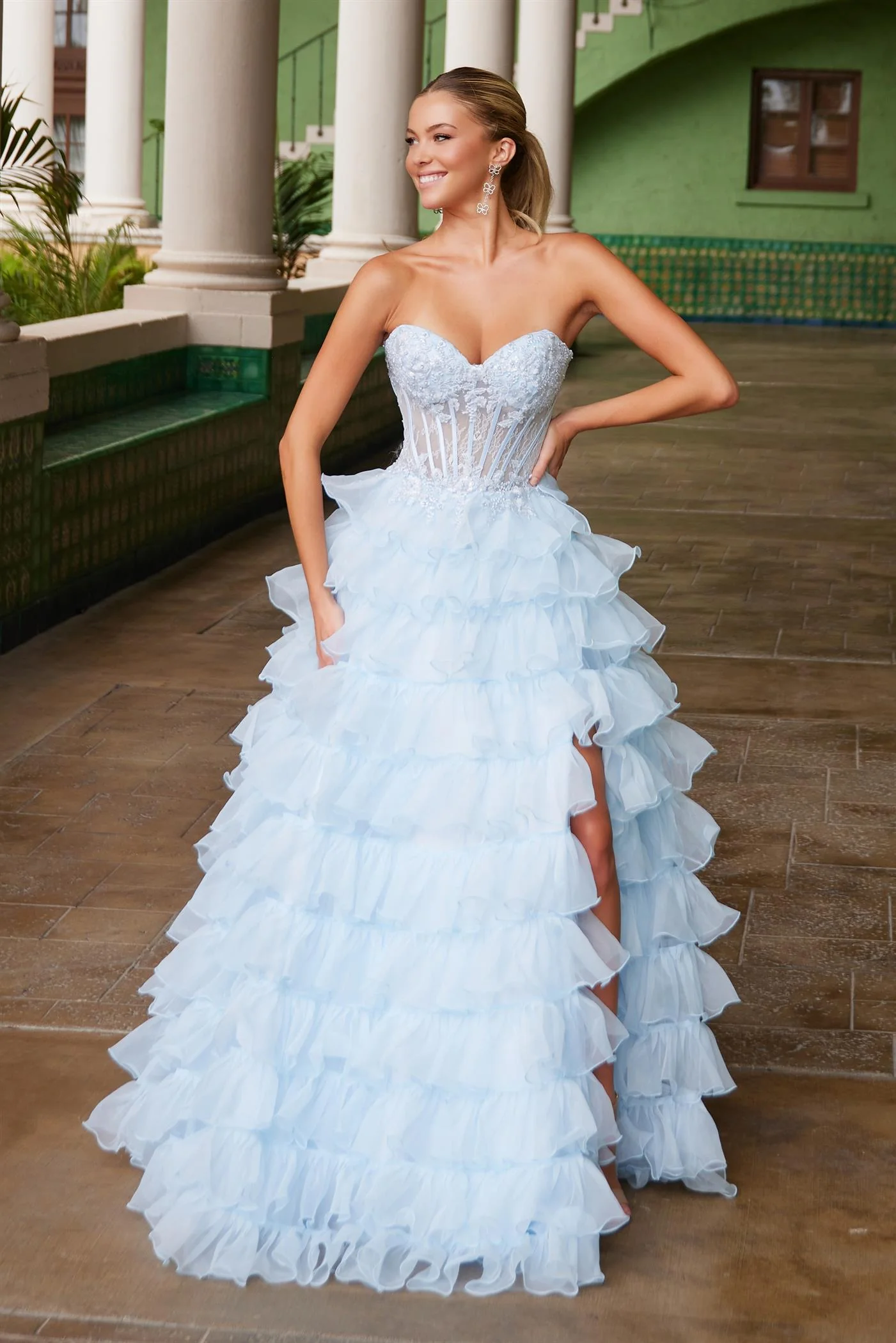 Nox Anabel R1688 A Line Prom Dress Lace Corset Ruffle - Image 8