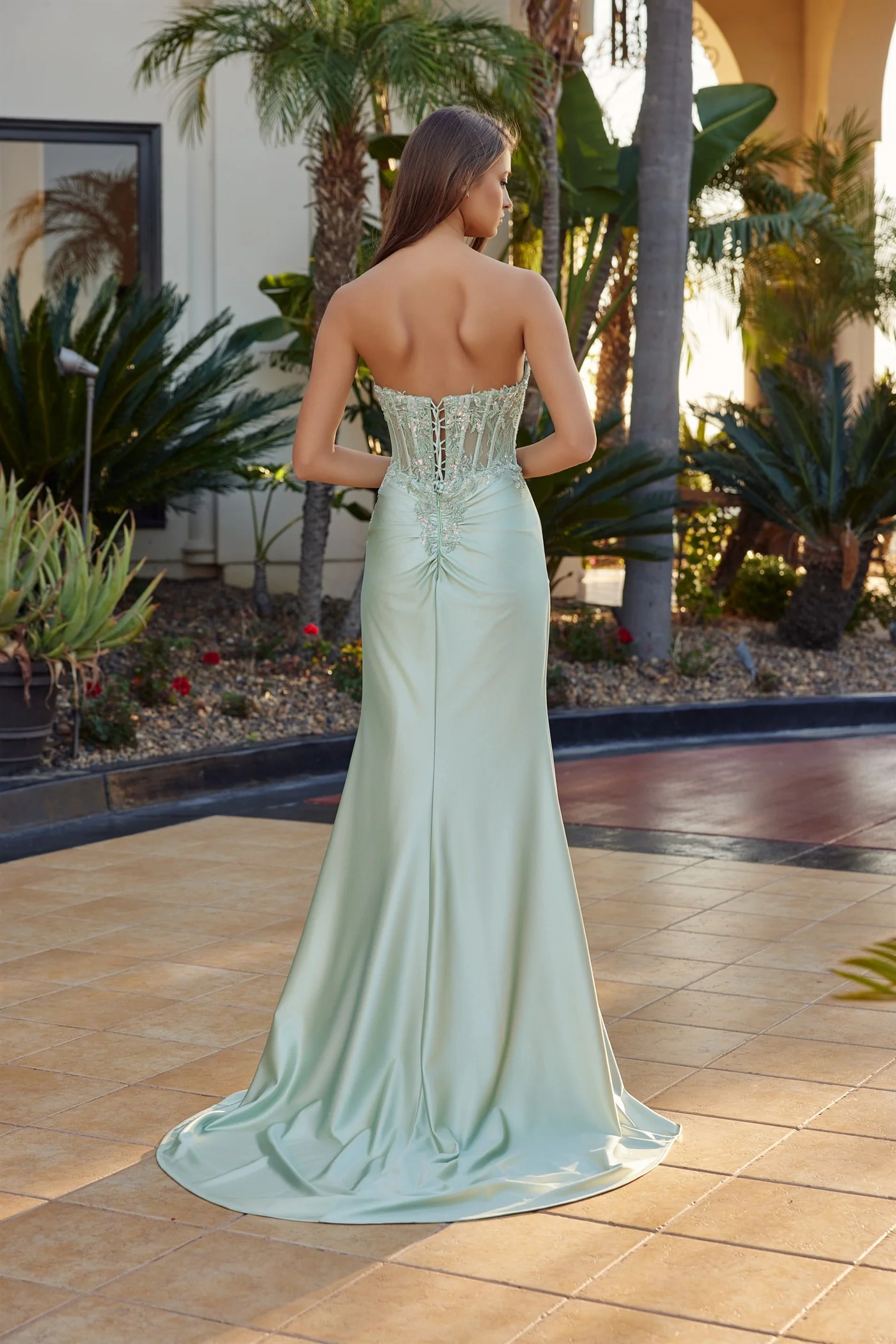 Nox Anabel R1811 Sheer Beaded Corset Sweetheart Prom Dress - Image 3
