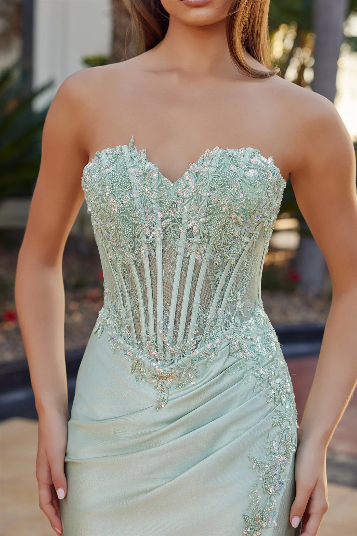 Nox Anabel R1811 Sheer Beaded Corset Sweetheart Prom Dress - Image 5