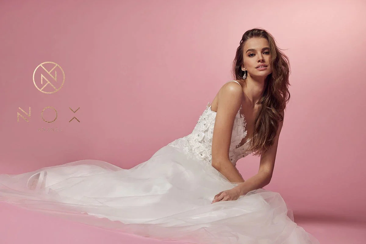 Nox Anabel R346 Size 10 A Line 3D Floral Lace Wedding Dress V Neck Bridal Gown - Image 6